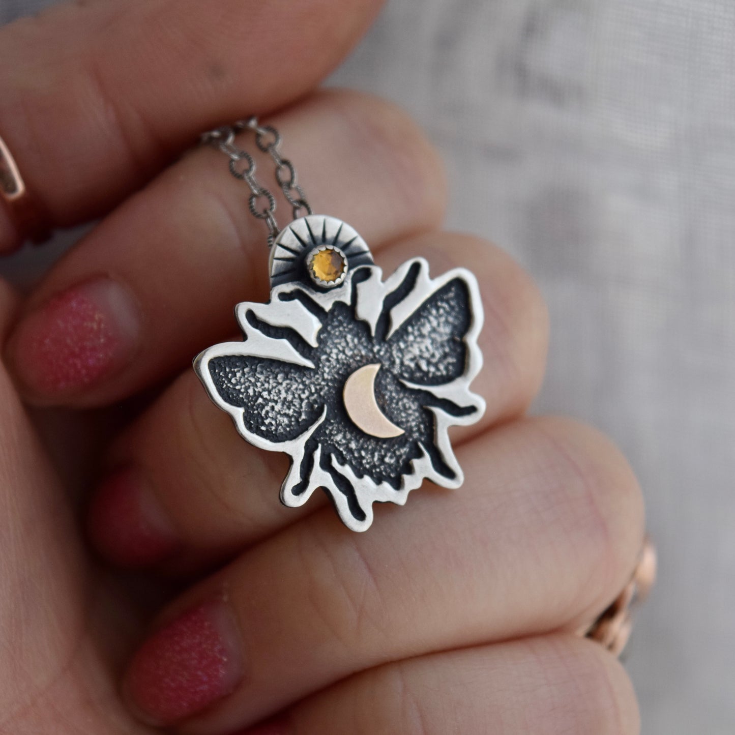 Celestial Bee with Yellow Gold Fill and Citrine Pendant