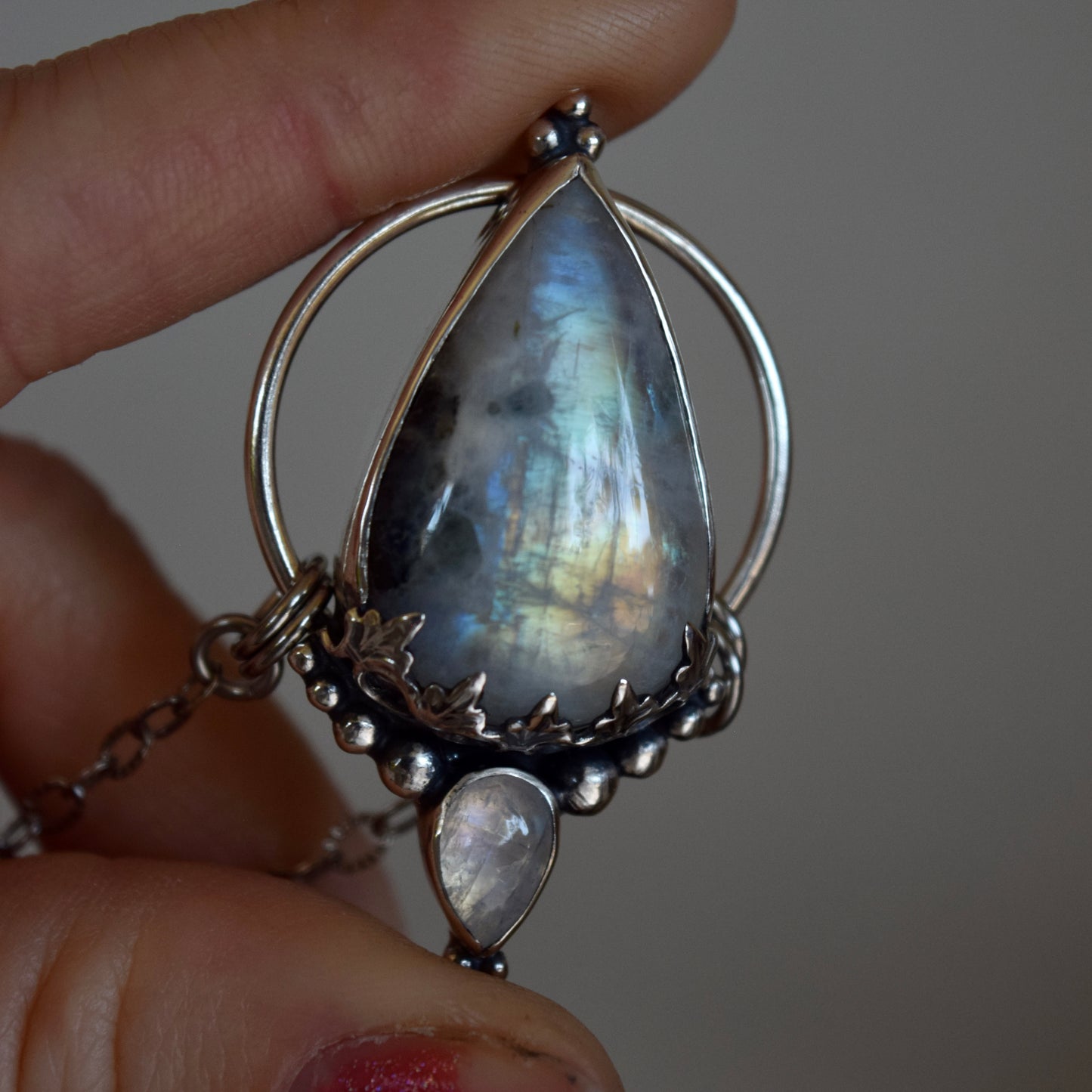 Pendulum Pendant with Rainbow Moonstone