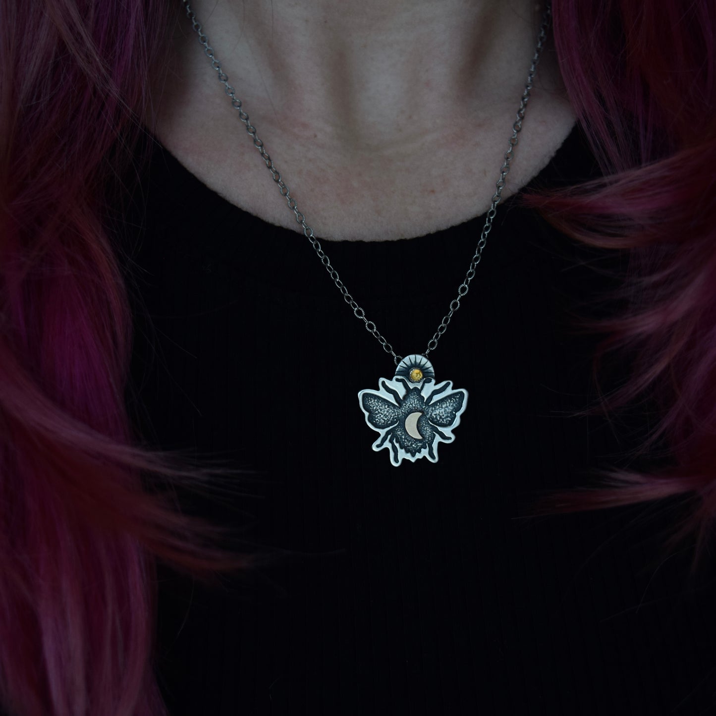 Celestial Bee with Yellow Gold Fill and Citrine Pendant