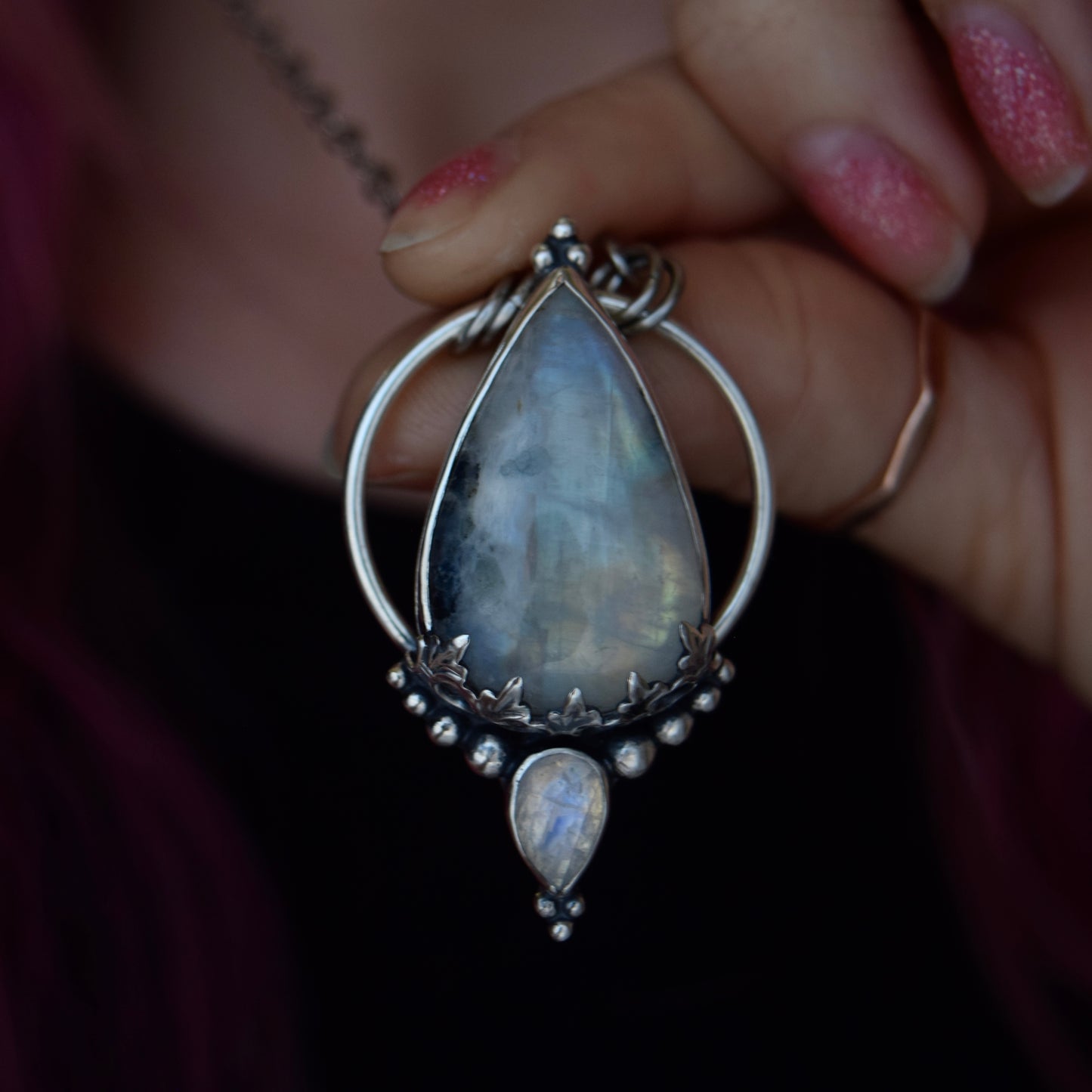 Pendulum Pendant with Rainbow Moonstone