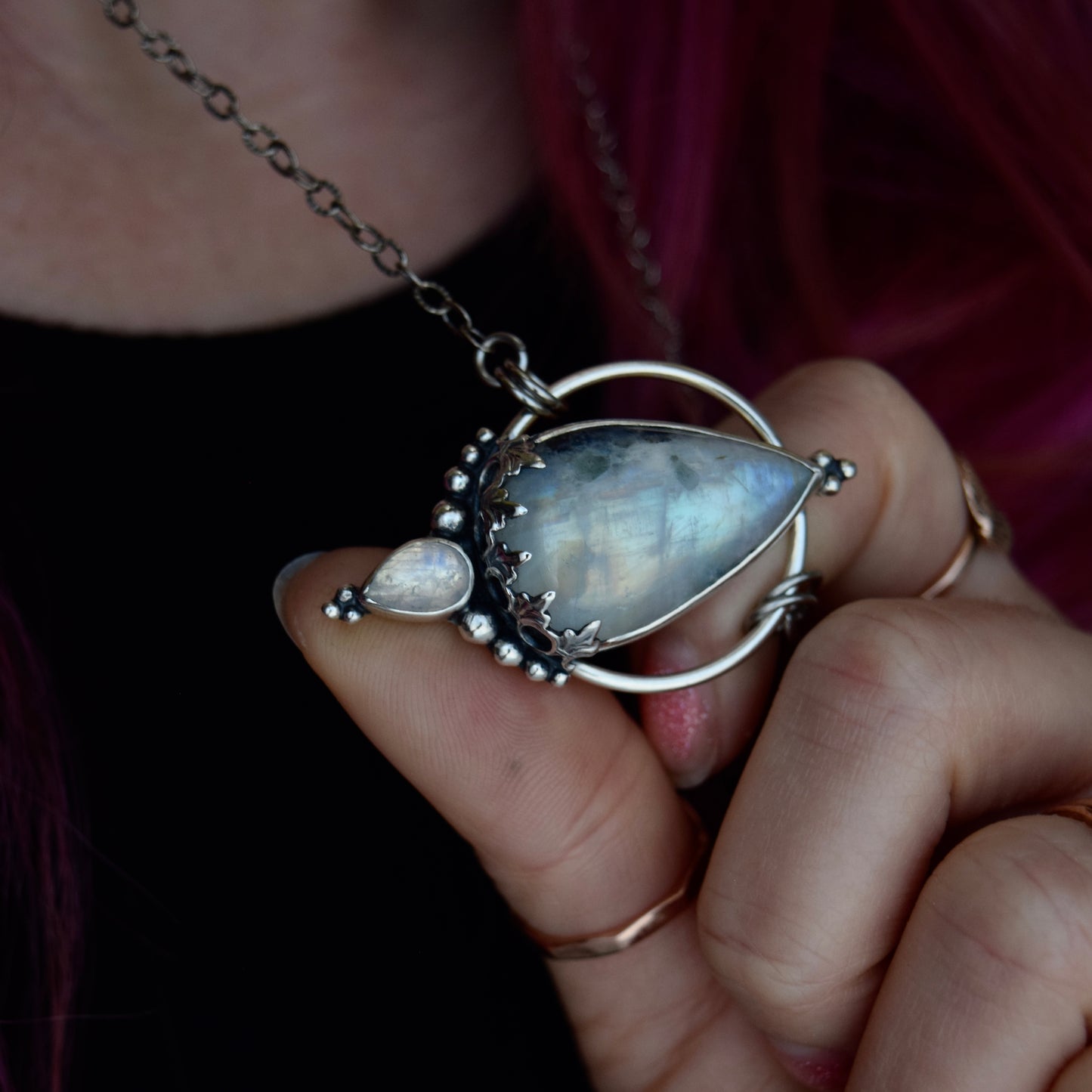 Pendulum Pendant with Rainbow Moonstone