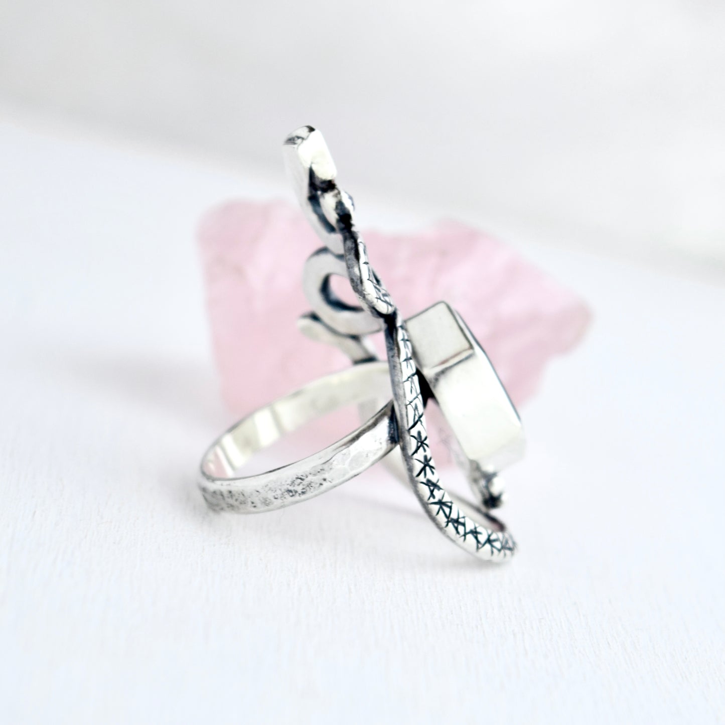 Serpent Ring with Iolite and Amethyst size 8