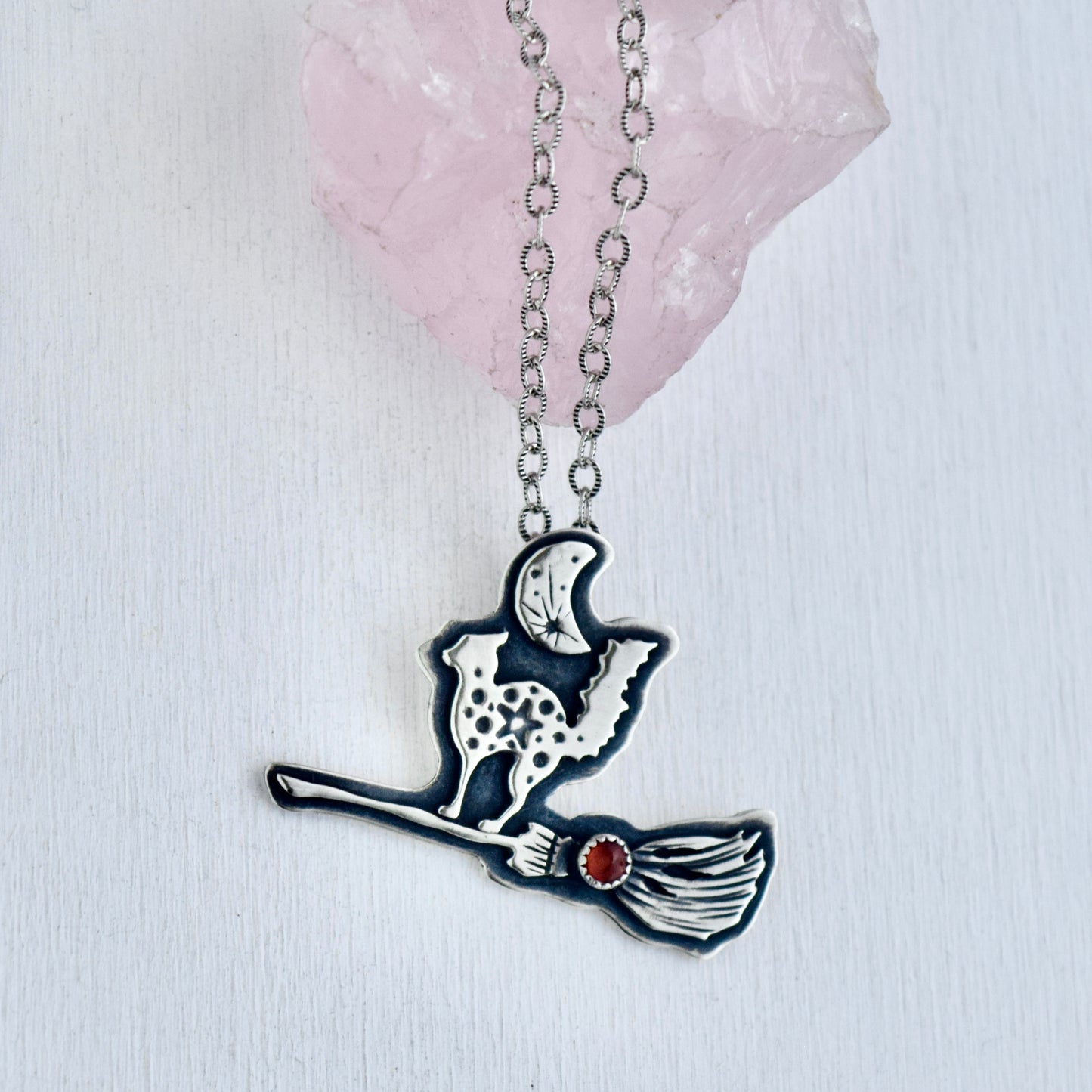 Scaredy Cat Pendant with Fire Opal