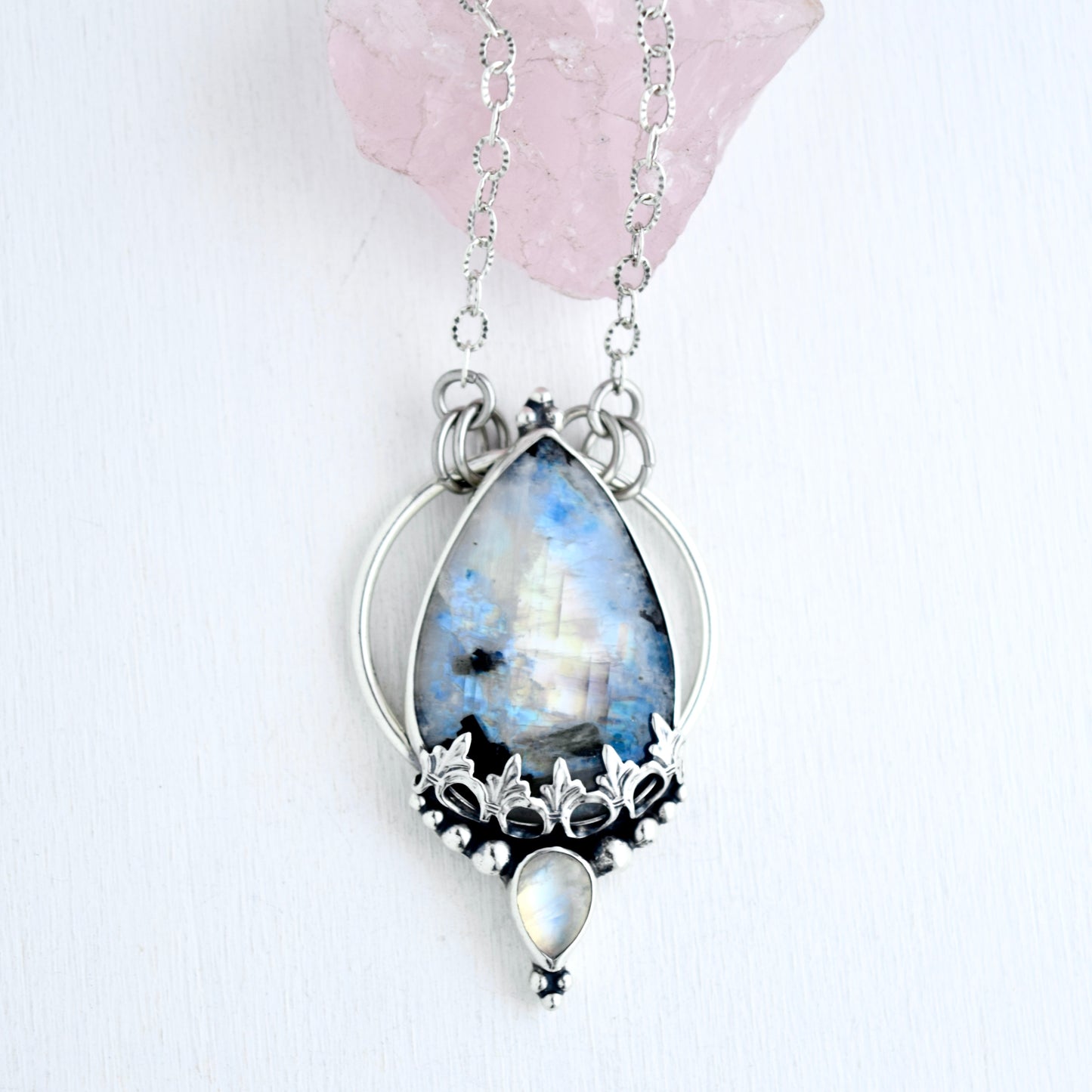 Pendulum Pendant with Rainbow Moonstone