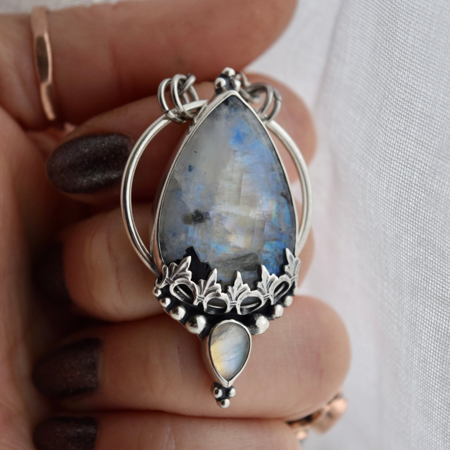 Pendulum Pendant with Rainbow Moonstone