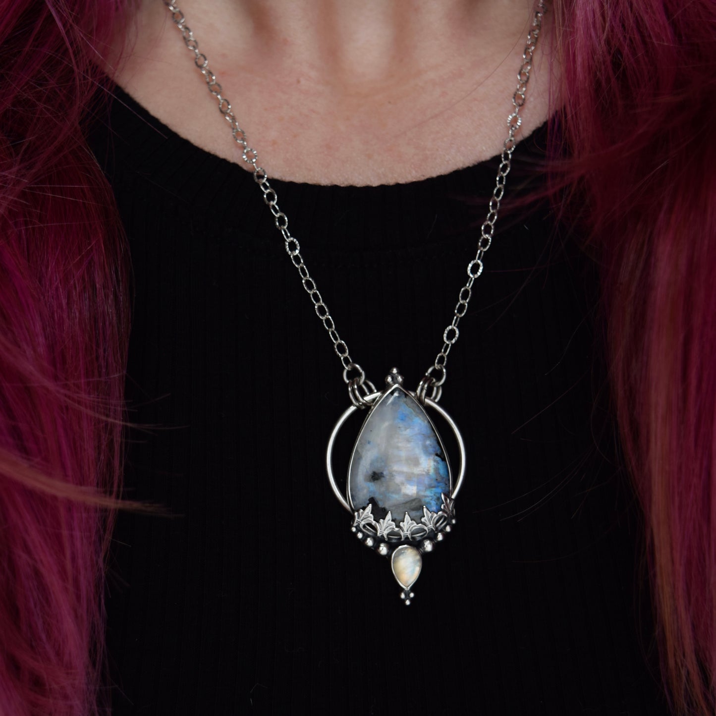 Pendulum Pendant with Rainbow Moonstone