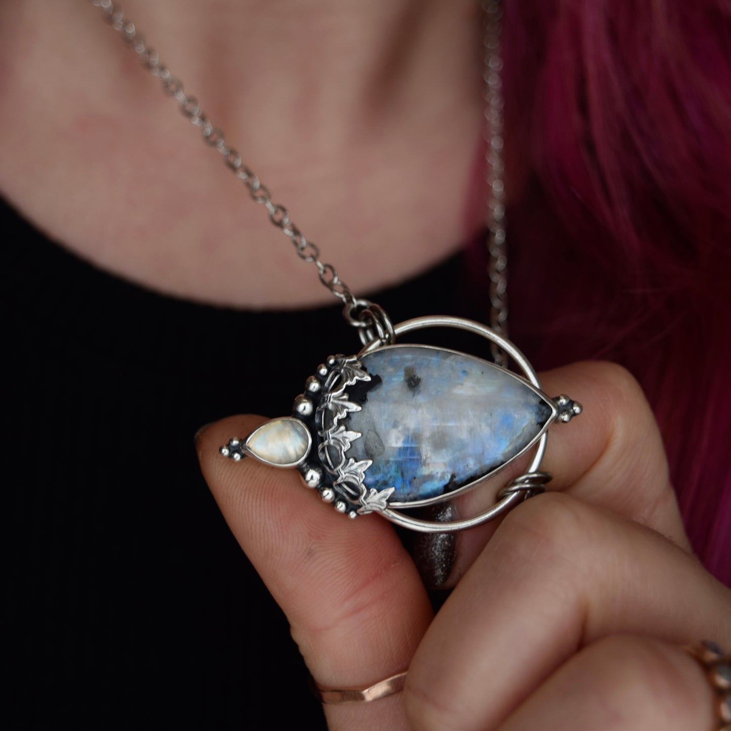 Pendulum Pendant with Rainbow Moonstone