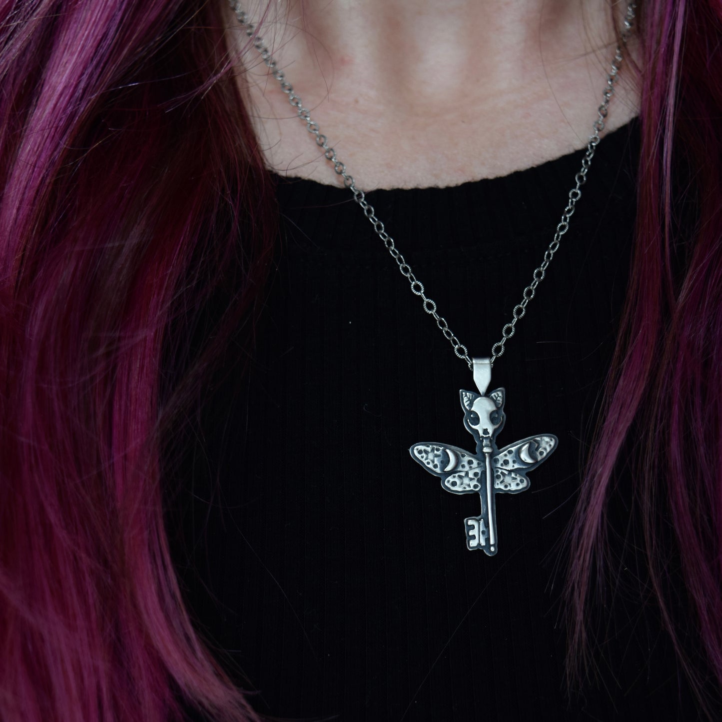Feline Skeleton Key Necklace