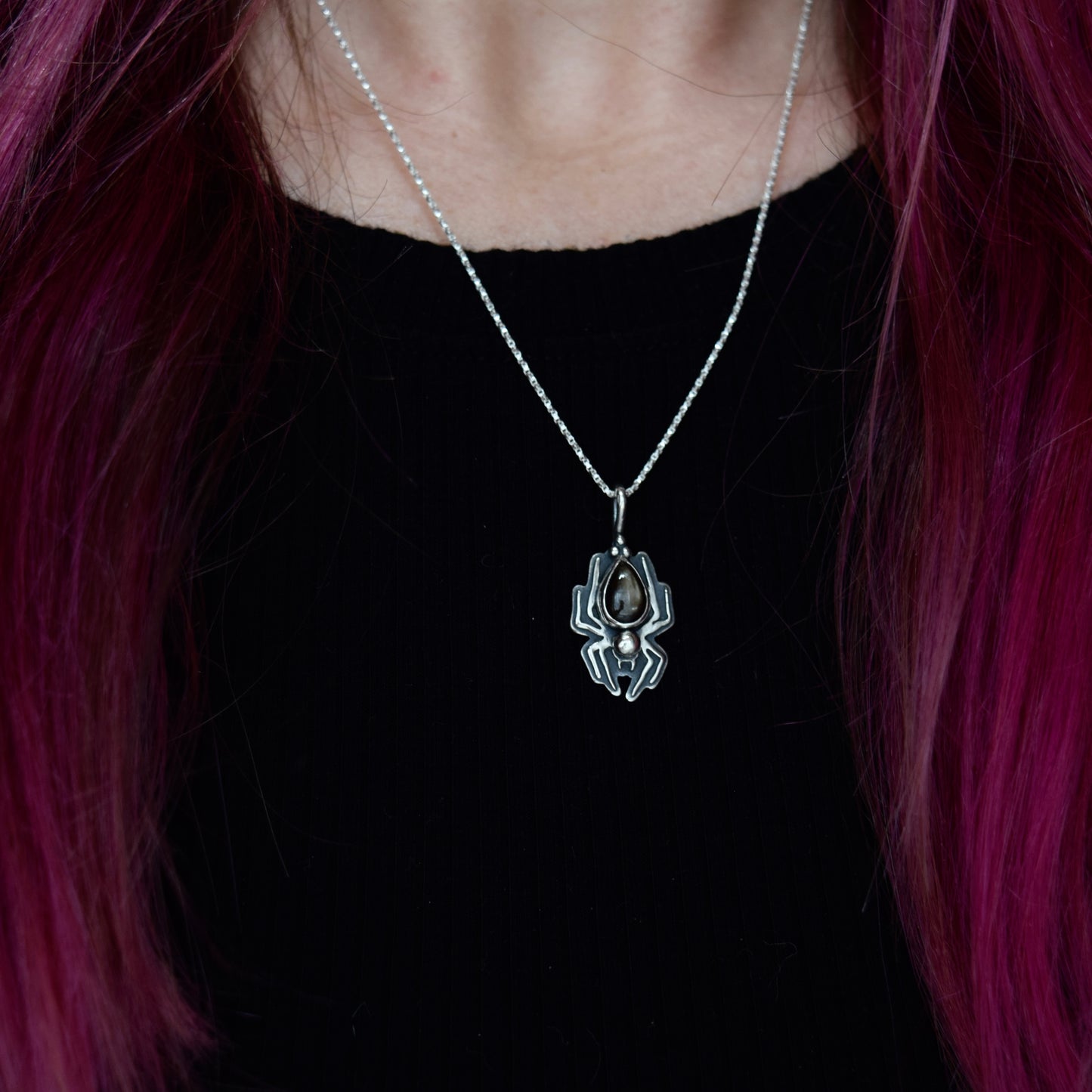 Lady Arachnid Necklace with Sapphire #001