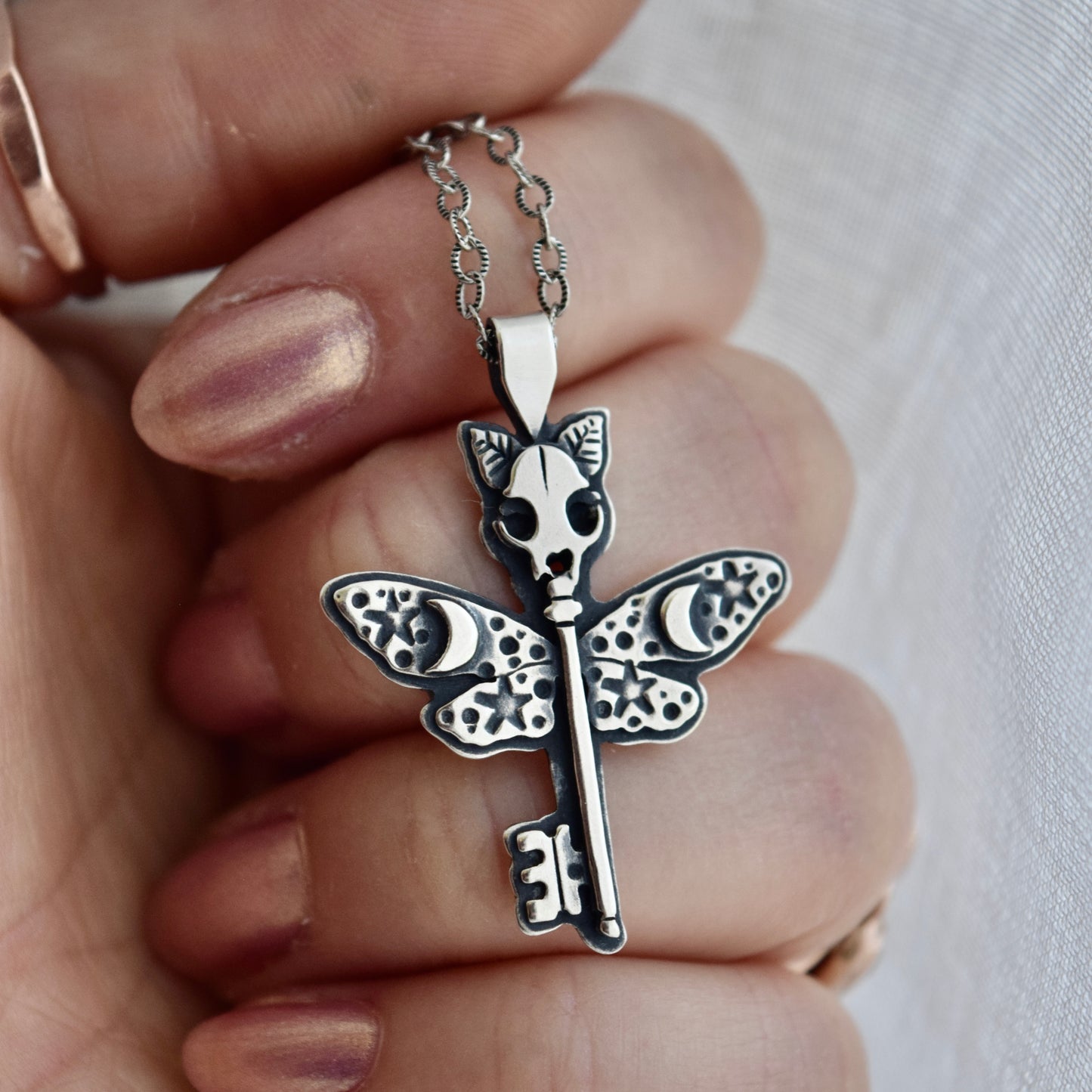 Feline Skeleton Key Necklace