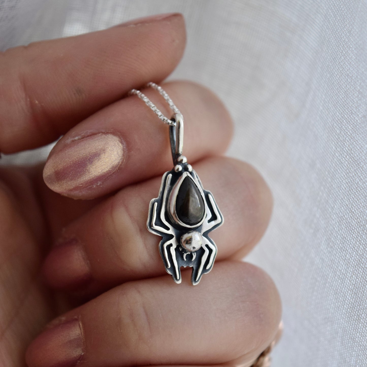 Lady Arachnid Necklace with Sapphire #001