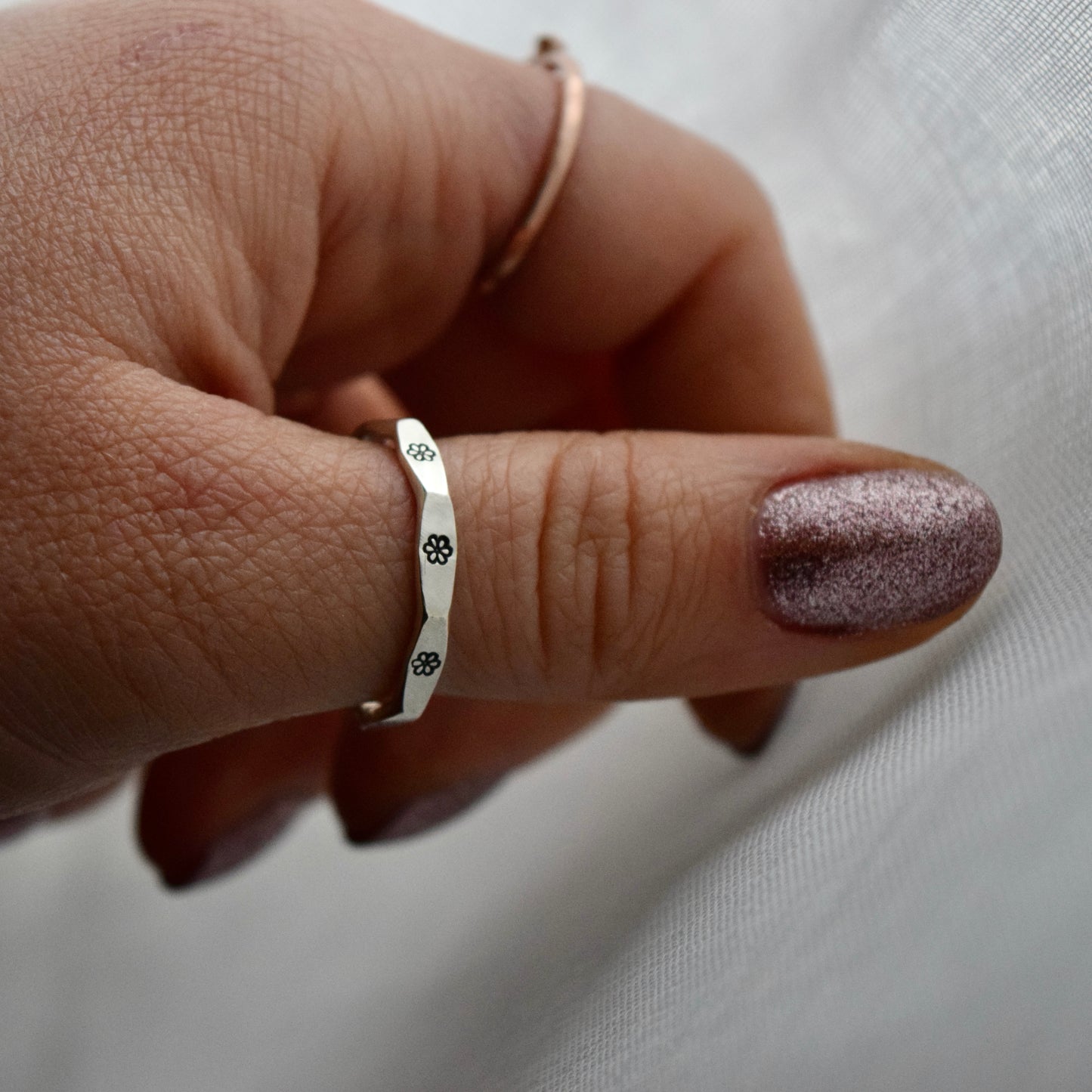 Stamped Floral Ring size 9.5