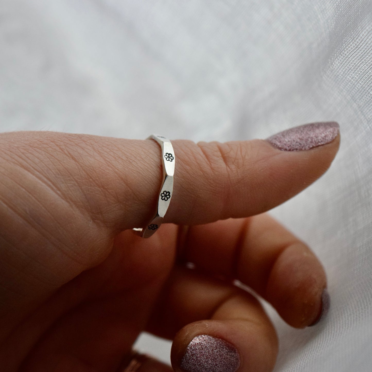 Stamped Floral Ring size 9.5