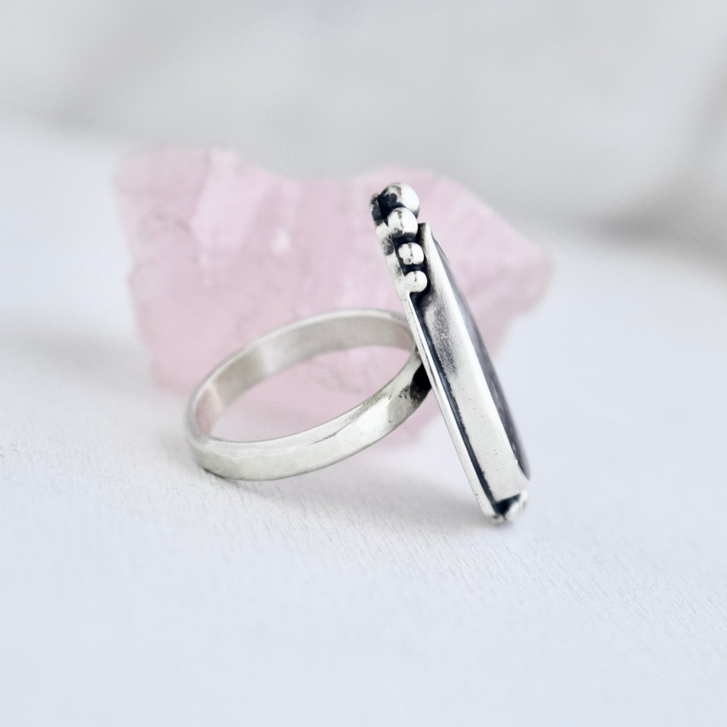 Midnight Lavender Ring with Lepidolite Size 7