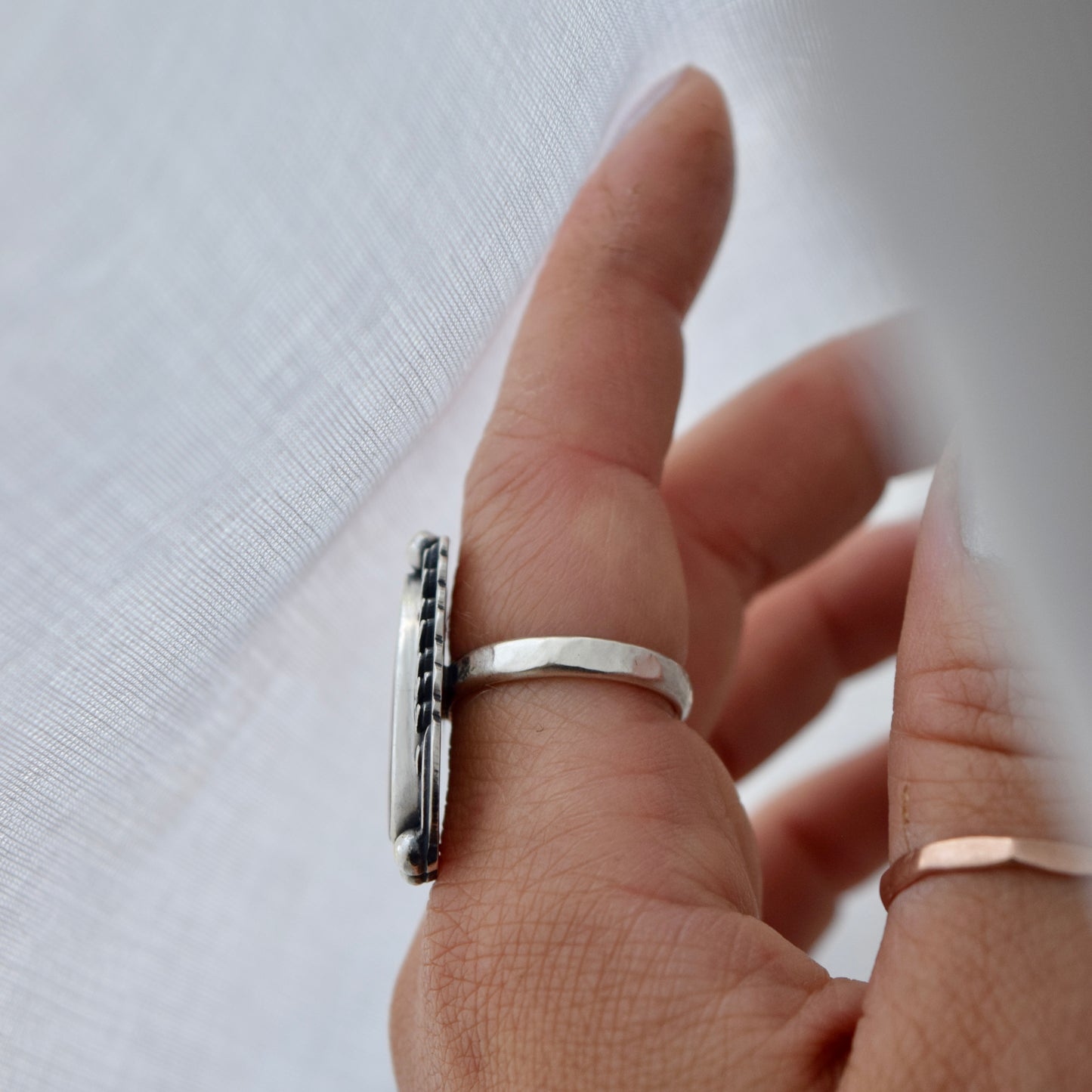 Midnight Lavender Ring with Lepidolite Size 7