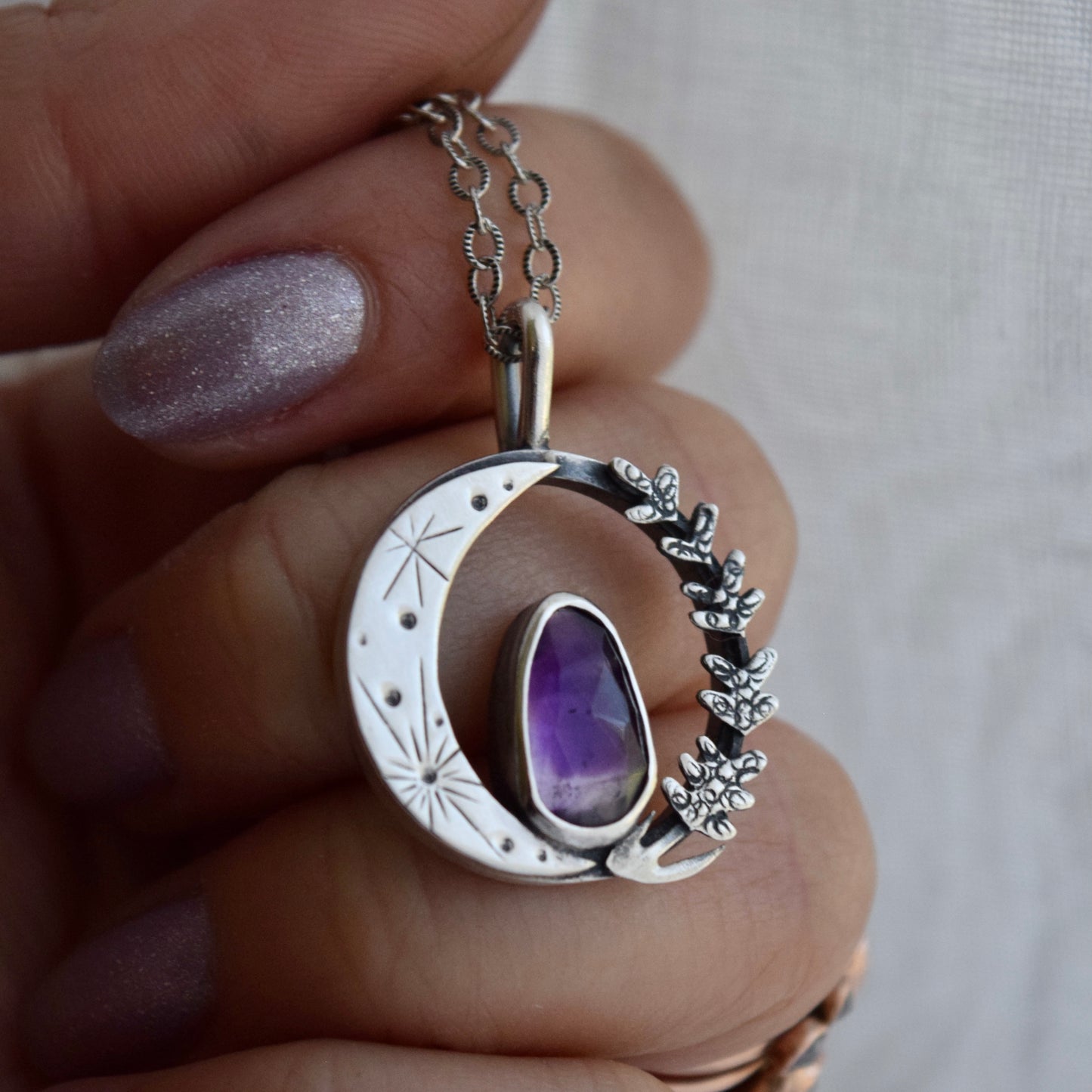 Lavender Necklace with Atomic Amethyst