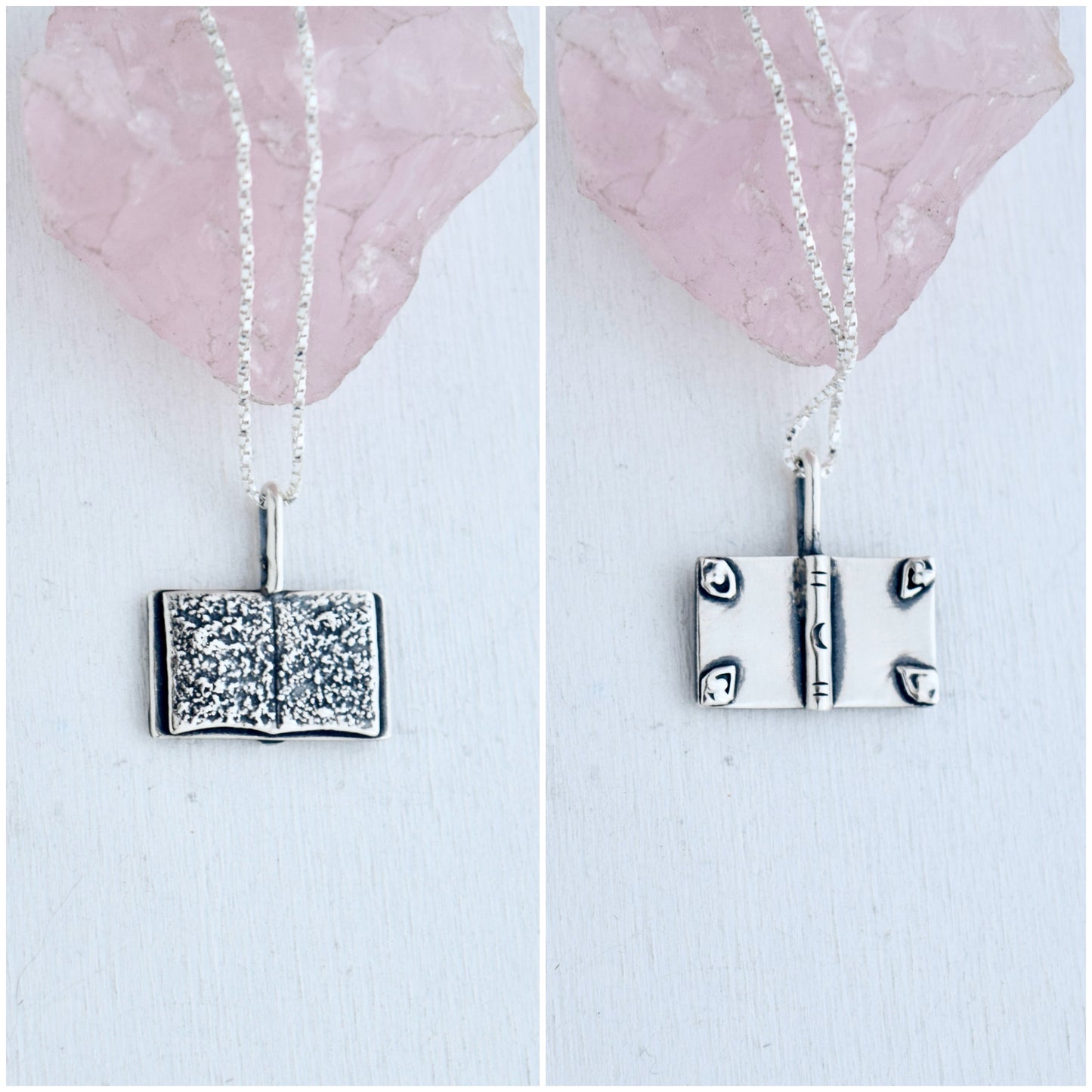 Double Sided Open Book Necklace