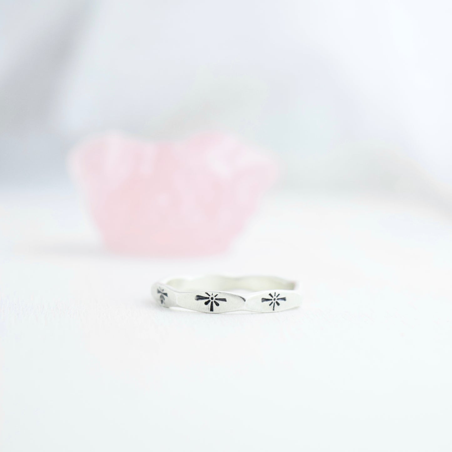 Stamped Starburst Ring size 8.5