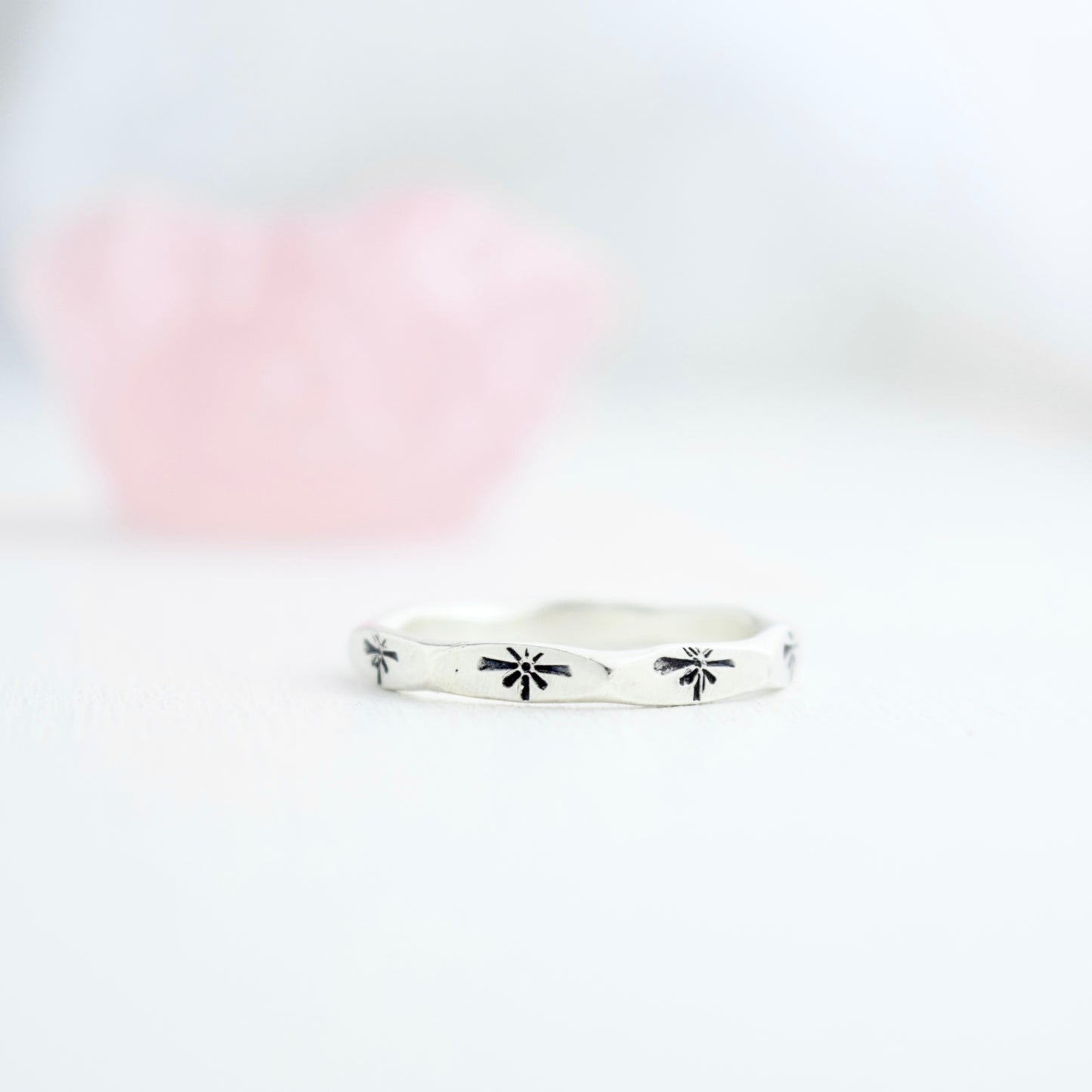 Stamped Starburst Ring size 7.5