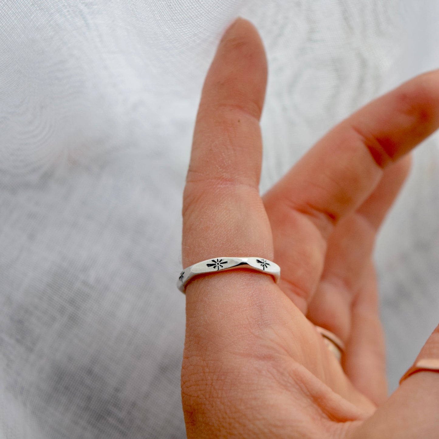 Stamped Starburst Ring size 7.5