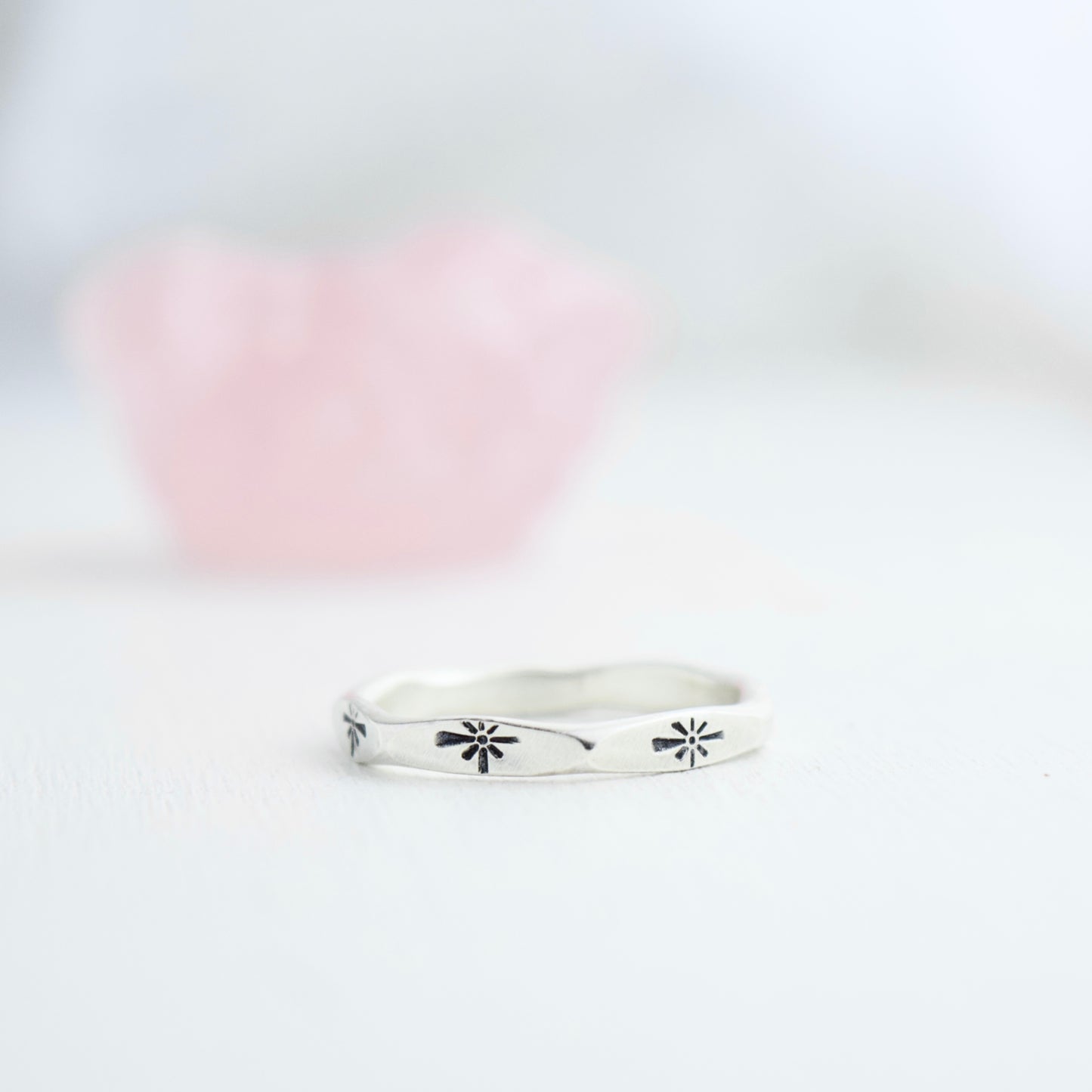 Stamped Starburst Ring size 7.5