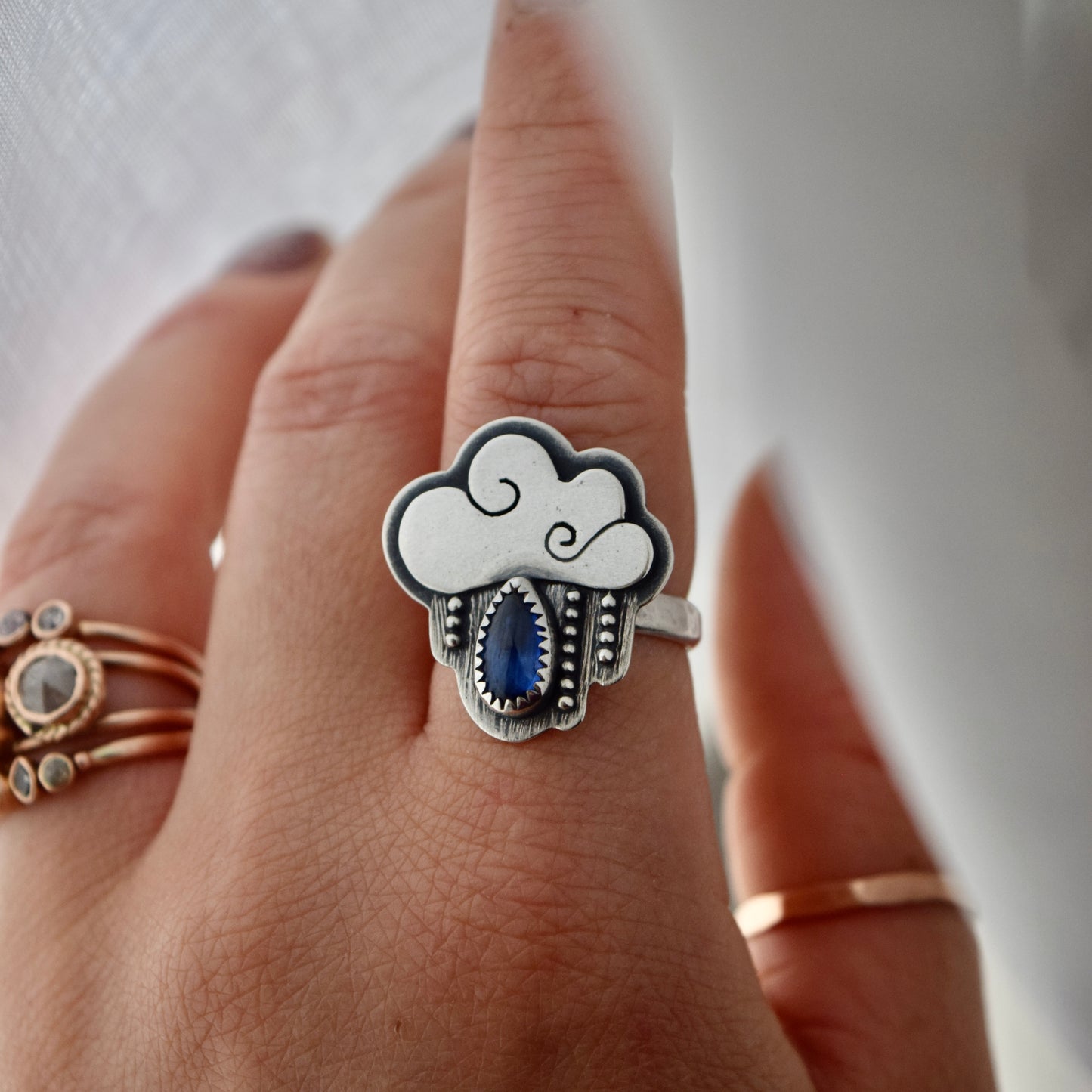 Little Dark Cloud Ring with Kyanite size 6