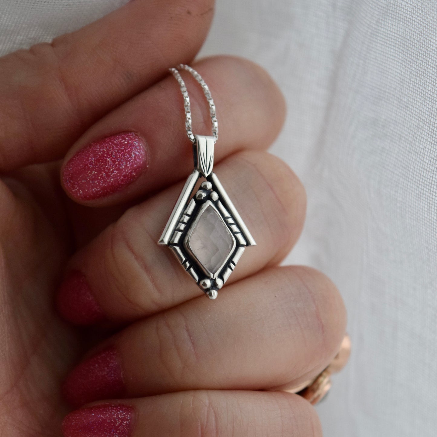 North Star Necklace with Rose Cut Morganite
