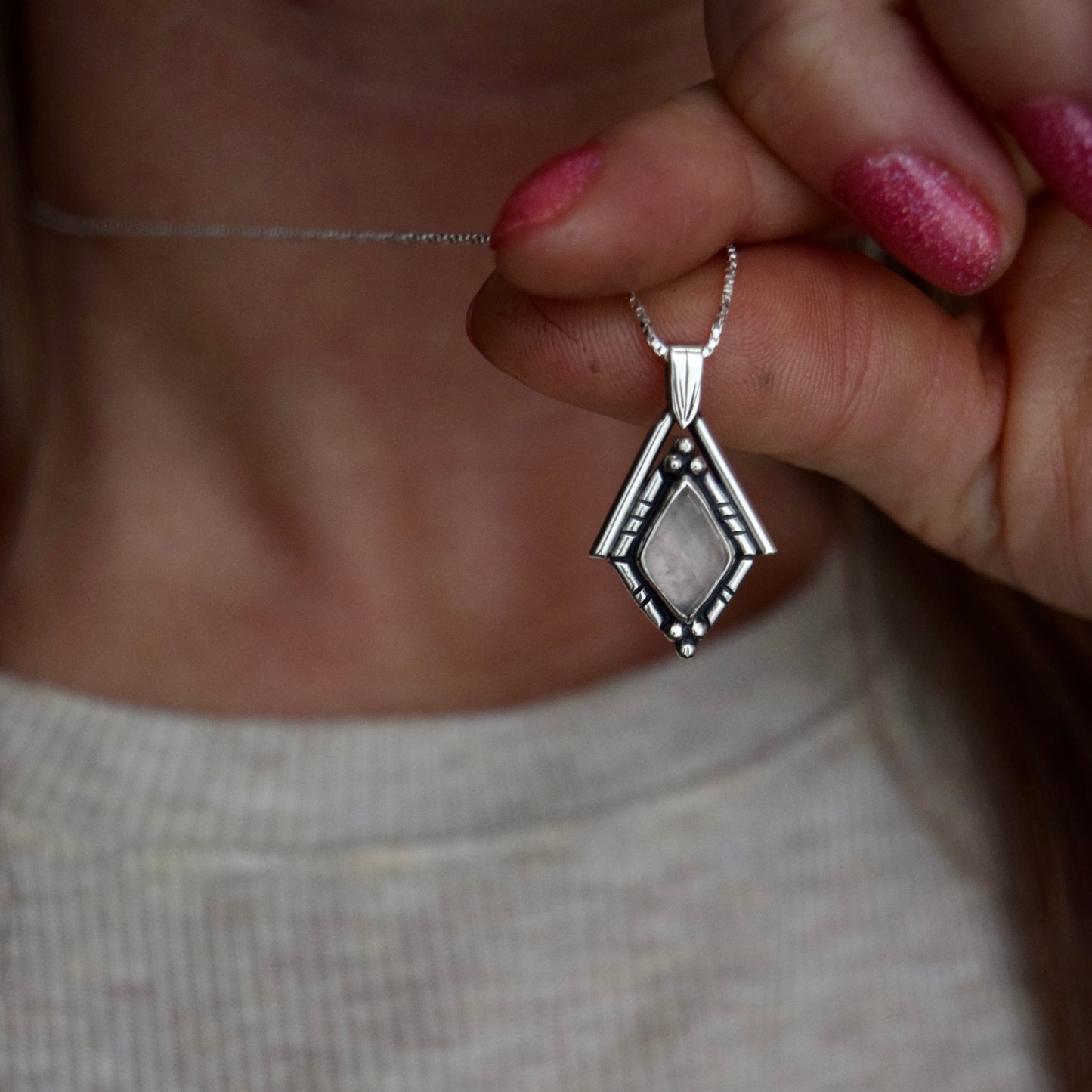 North Star Necklace with Rose Cut Morganite
