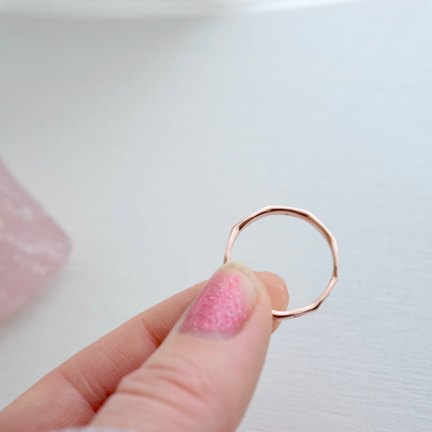 Diamond Heart Ring in 14k Solid Rose Gold size 7.5