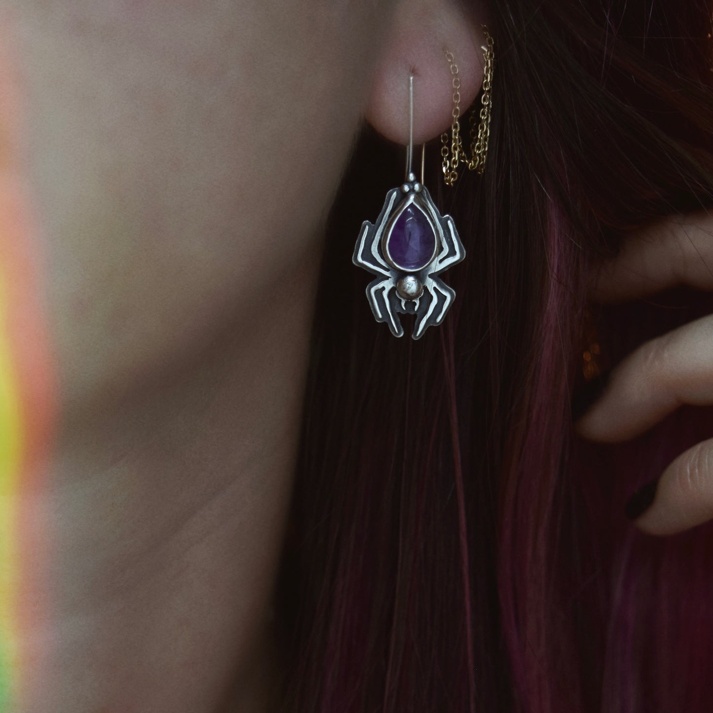 Lady Arachnid Earrings with Amethyst