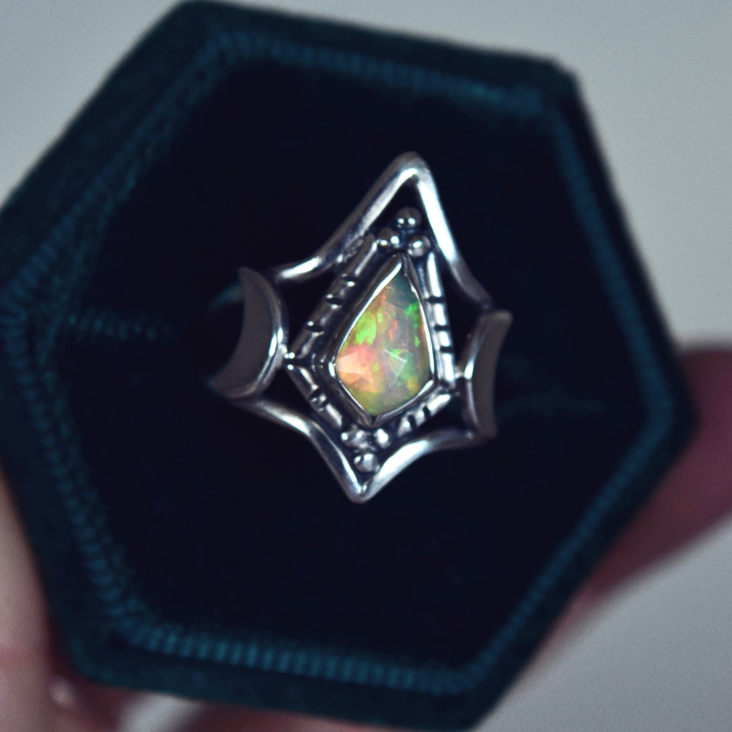 North Star Ring with Ethiopian Opal Size 7