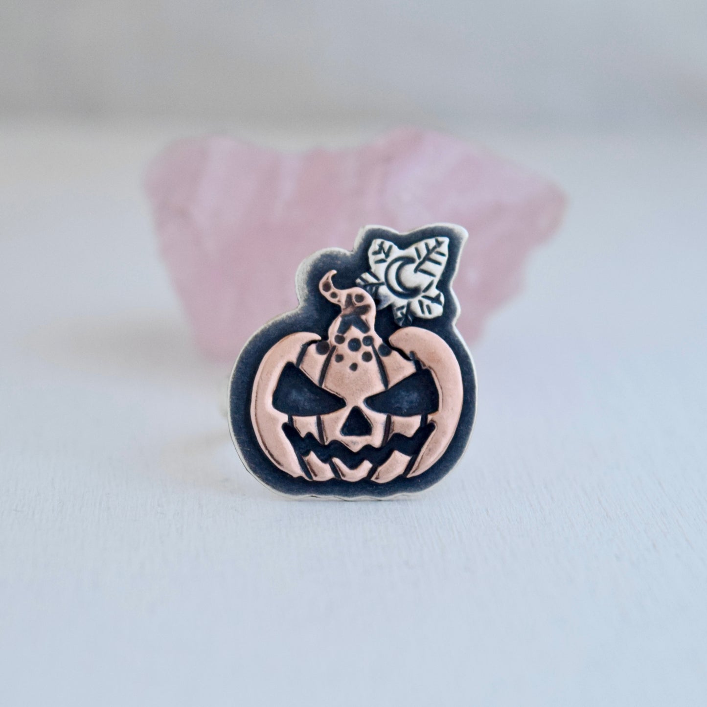 Enchanted Pumpkin Head ring with Copper size 7