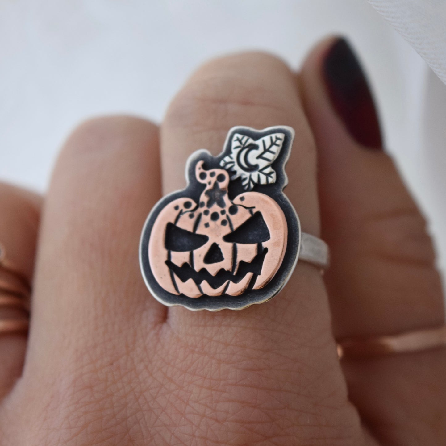 Enchanted Pumpkin Head ring with Copper size 8