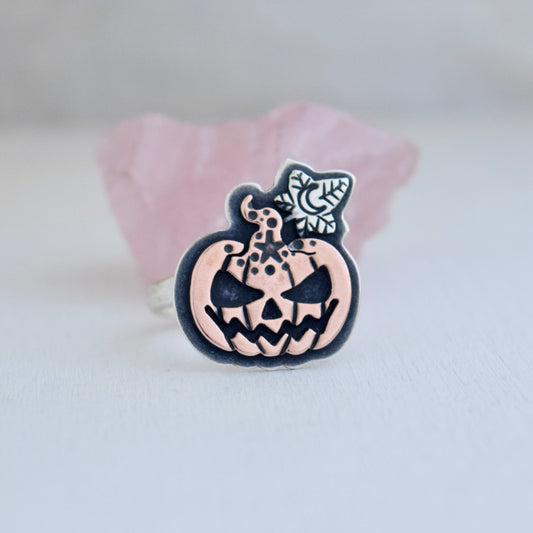 Enchanted Pumpkin Head ring with Copper size 9