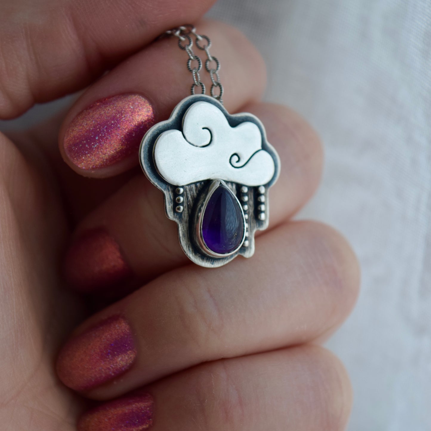 Little Dark Cloud Necklace with Amethyst