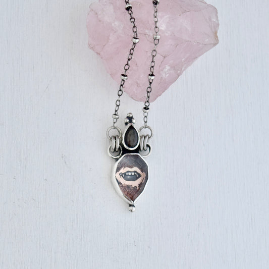 Thirsty Potion Bottle Necklace with Black Star Sapphire, Gold Fill, and Copper Dust