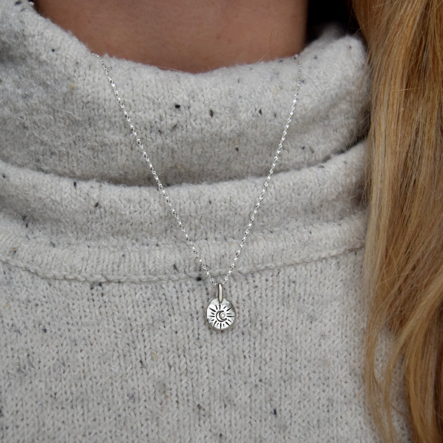 Lunar Coin Necklace with .01c Diamond