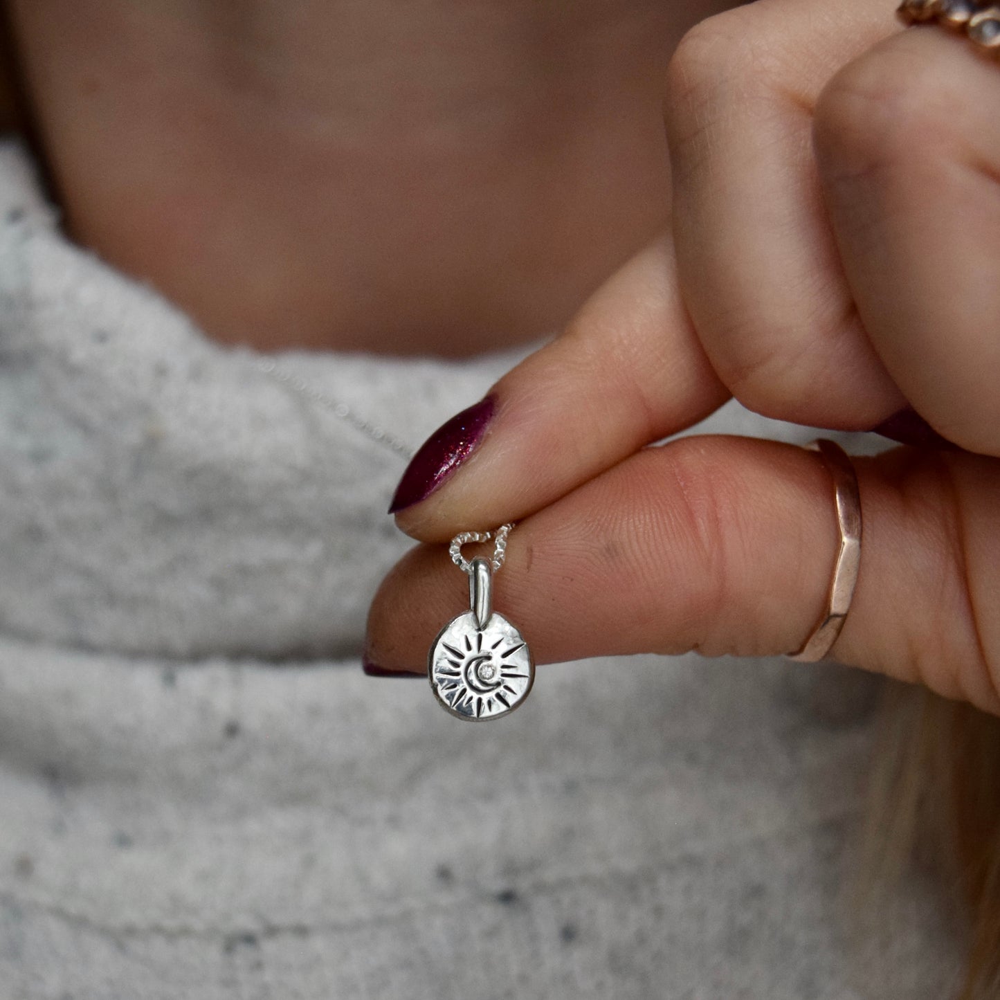 Lunar Coin Necklace with .01c Diamond