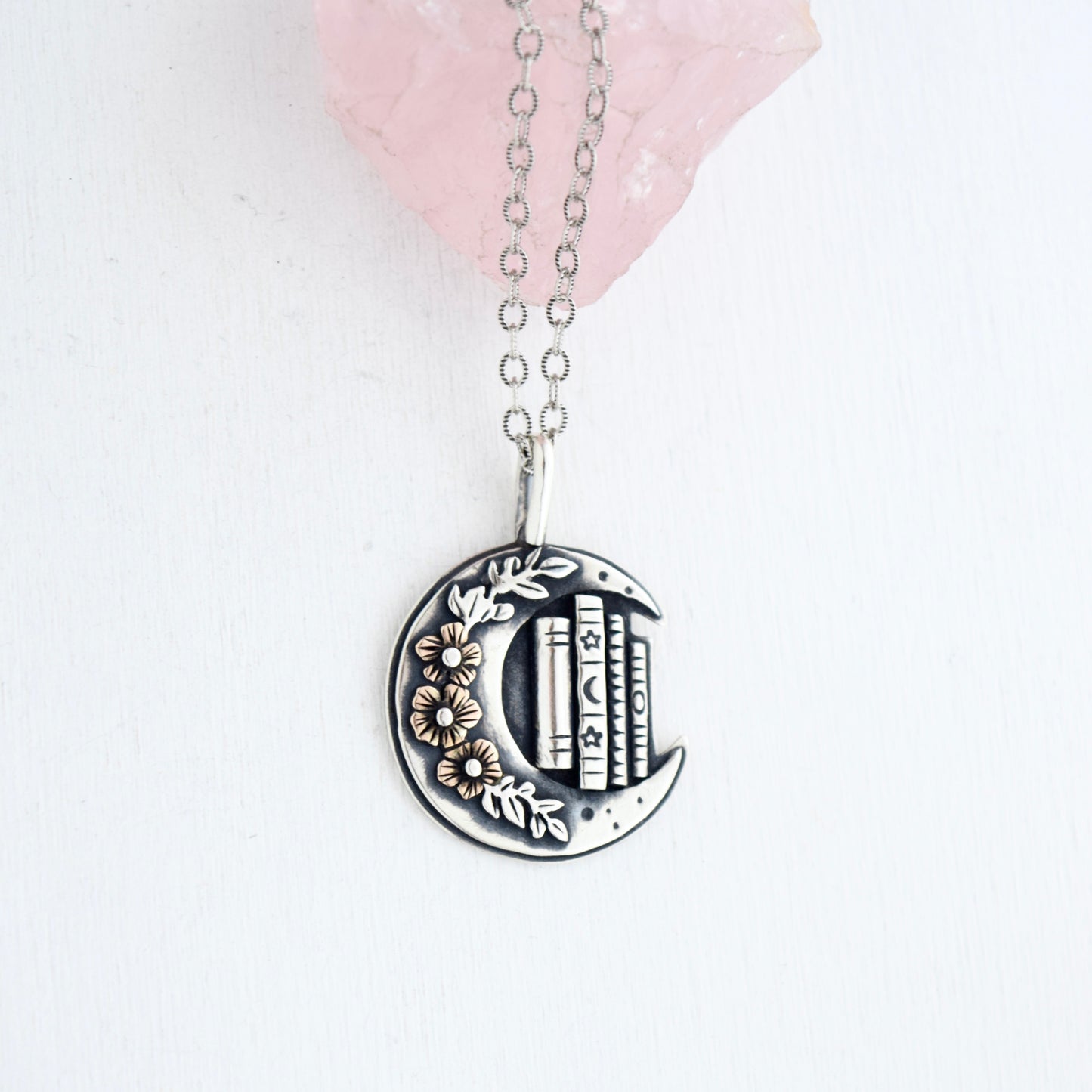 Lunar Bookshelf Necklace with Gold Fill