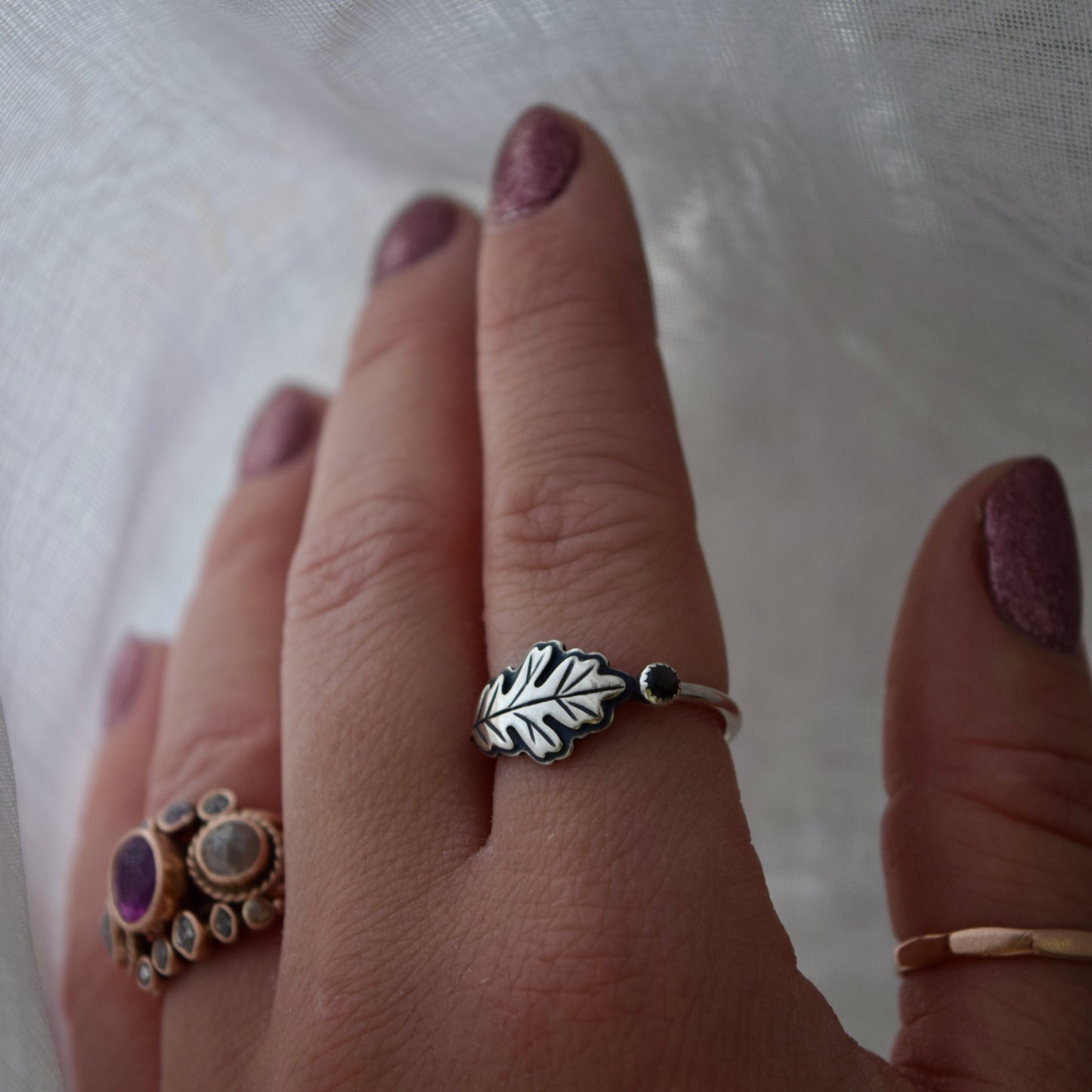 Oak Leaf Ring with Black Star Sapphire size 7