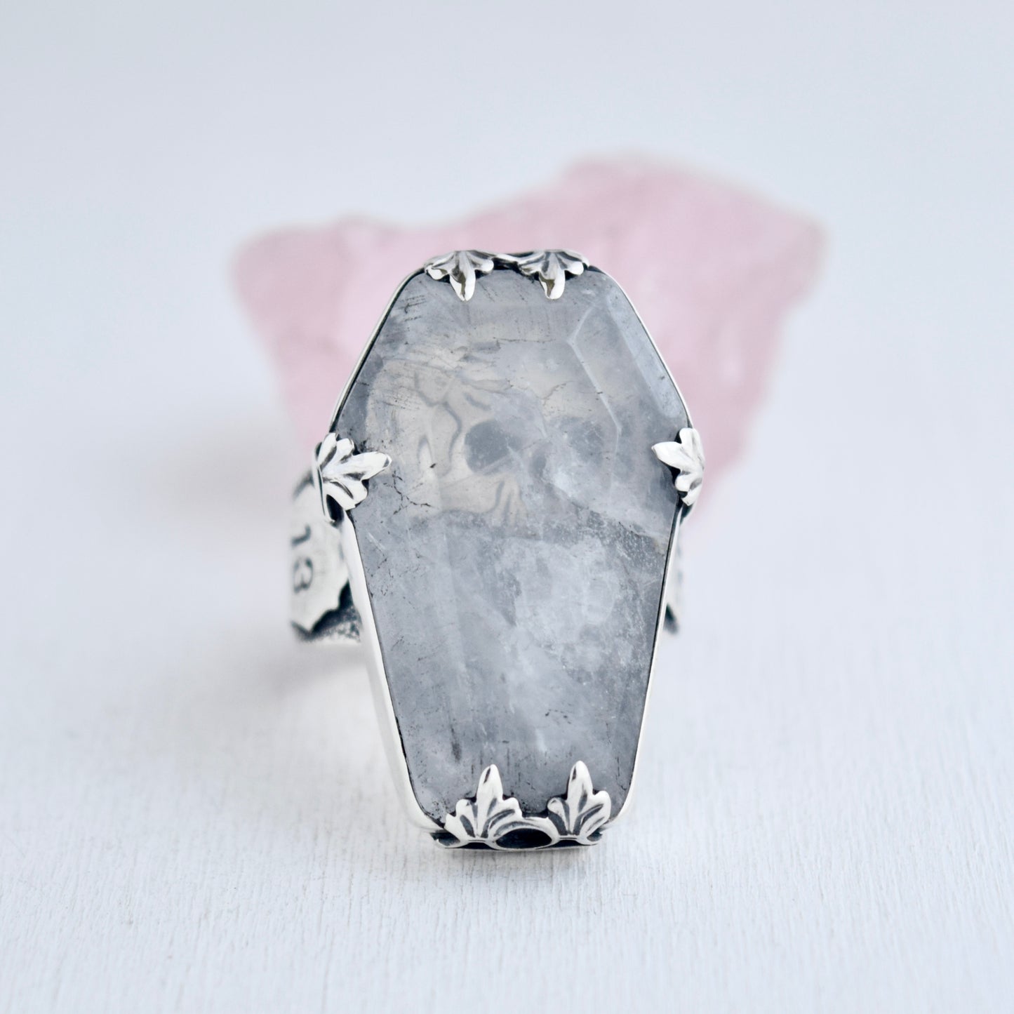 Clear Quartz Coffin Ring Size 9.5