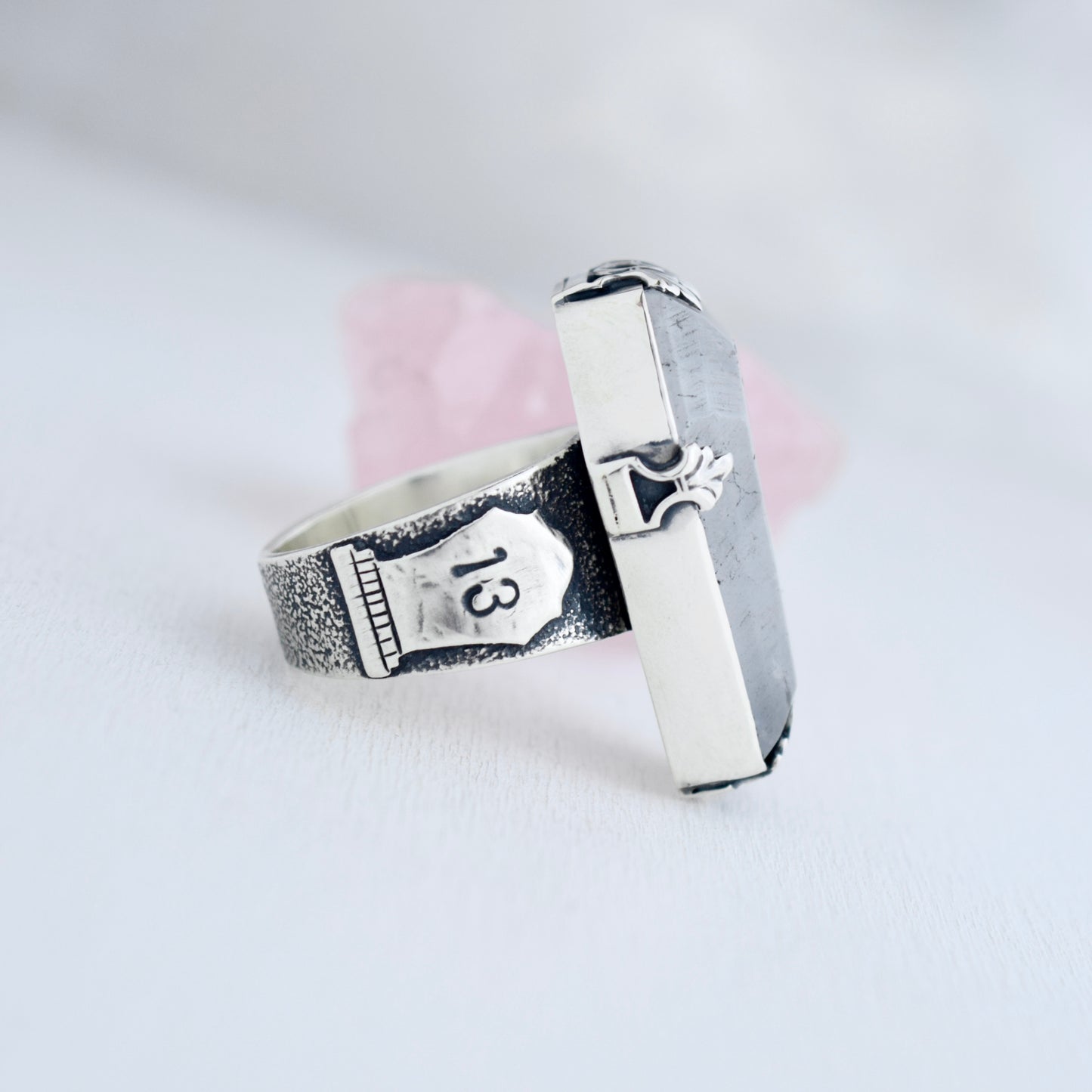 Clear Quartz Coffin Ring Size 9.5