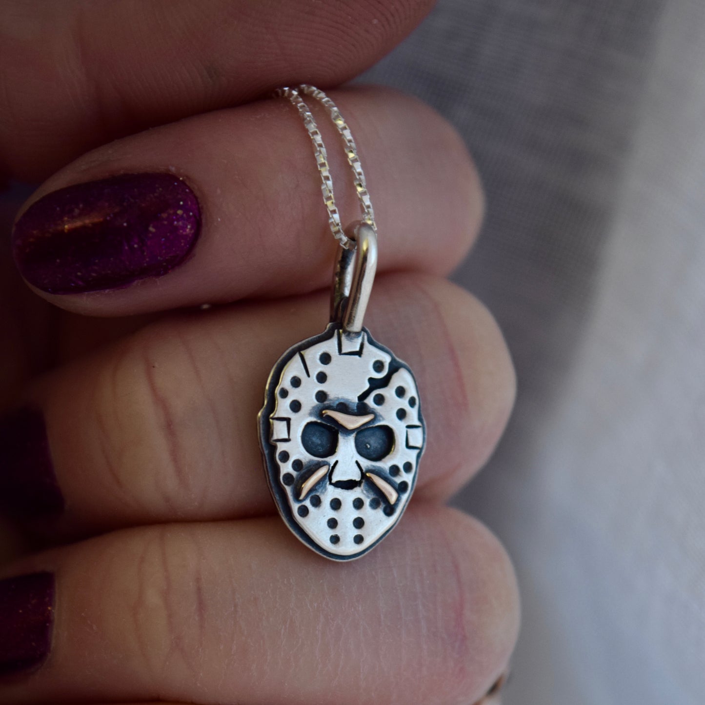 Double Sided Friday the 13th Mask with Rose Gold Fill