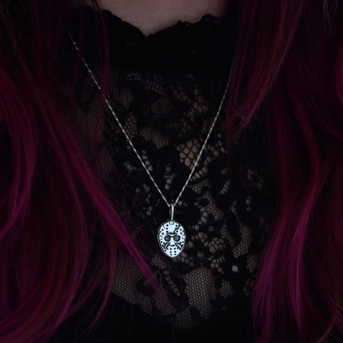 Double Sided Friday the 13th Mask with Rose Gold Fill