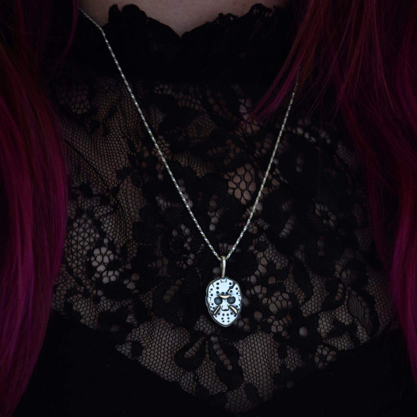 Double Sided Friday the 13th Mask with Rose Gold Fill