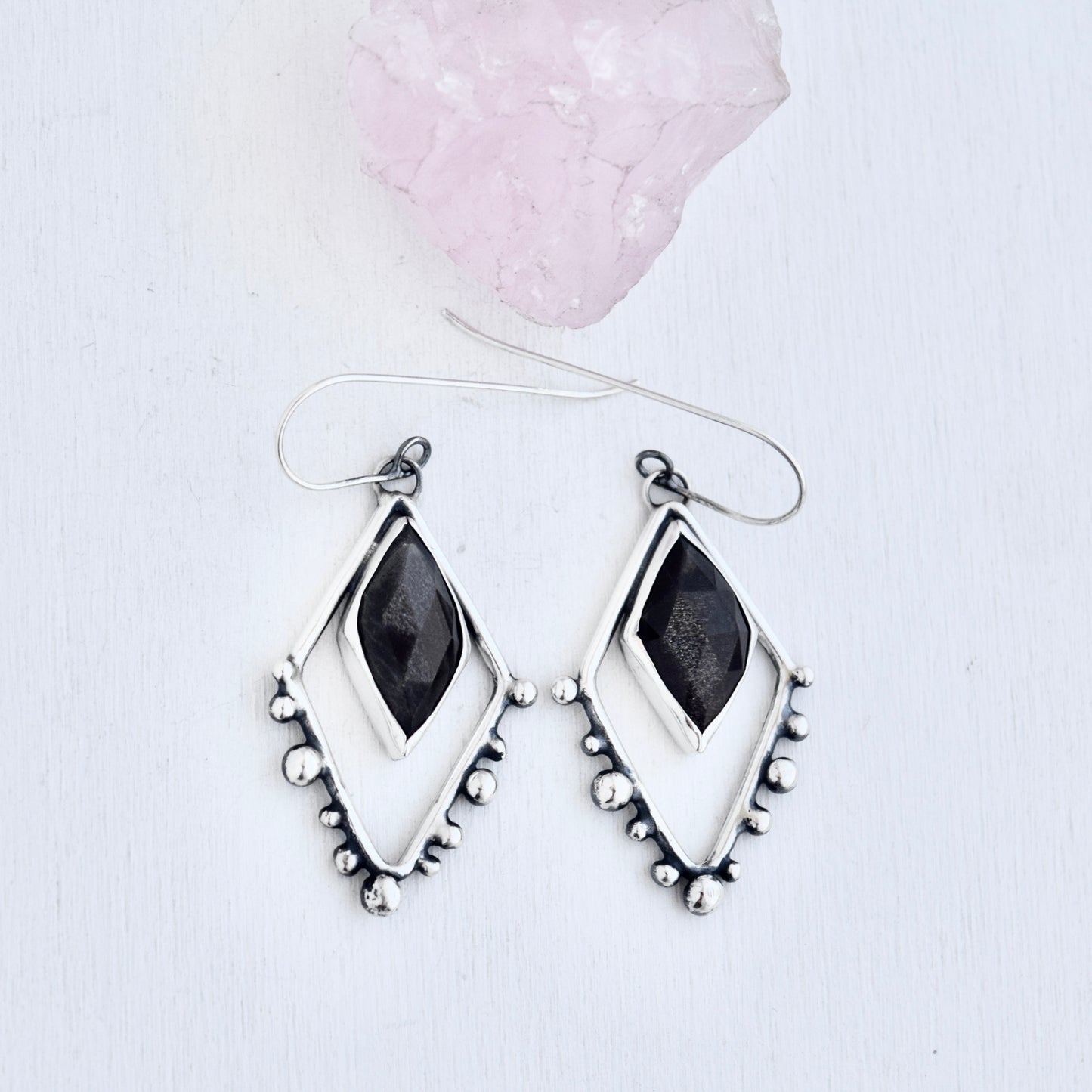 Grey Sunstone Statement Earrings