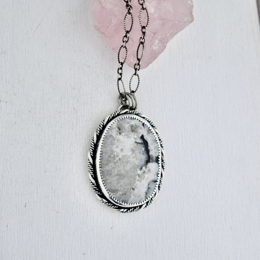 Worry Stone Pendant with Rainbow Moonstone