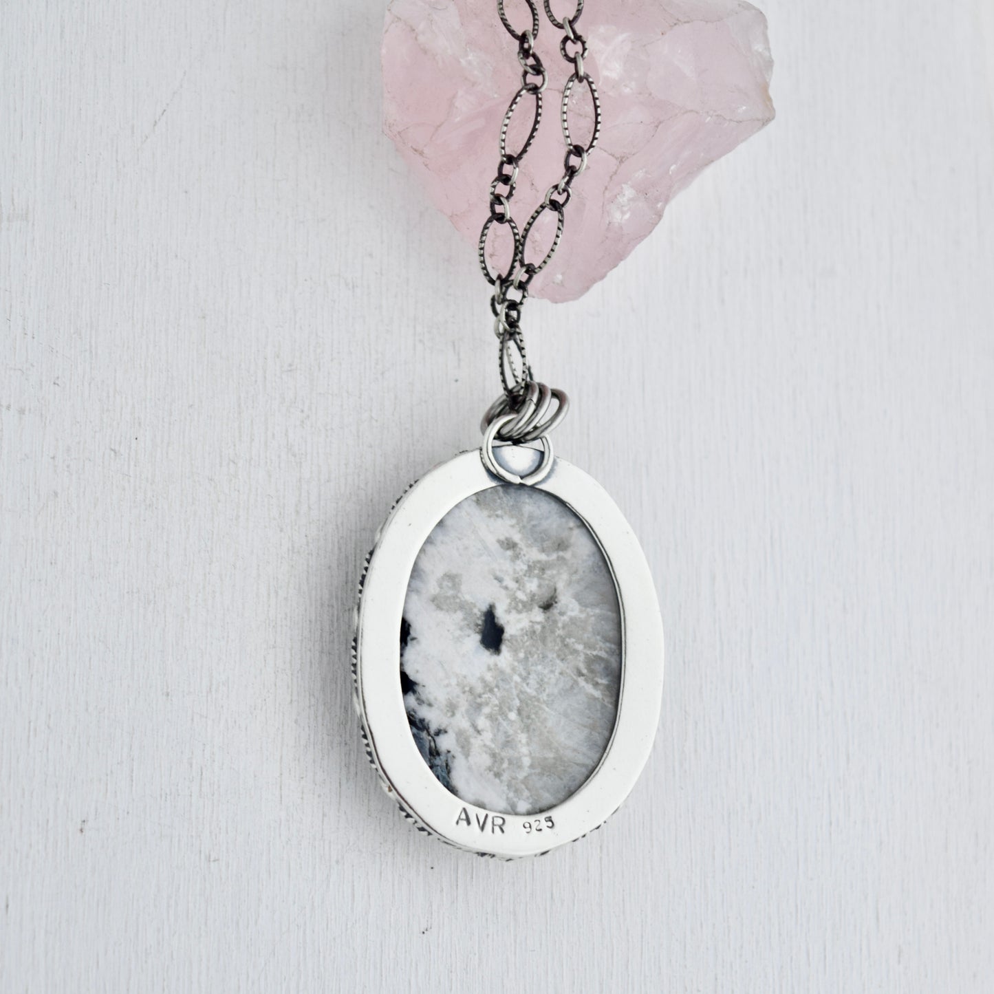 Worry Stone Pendant with Rainbow Moonstone