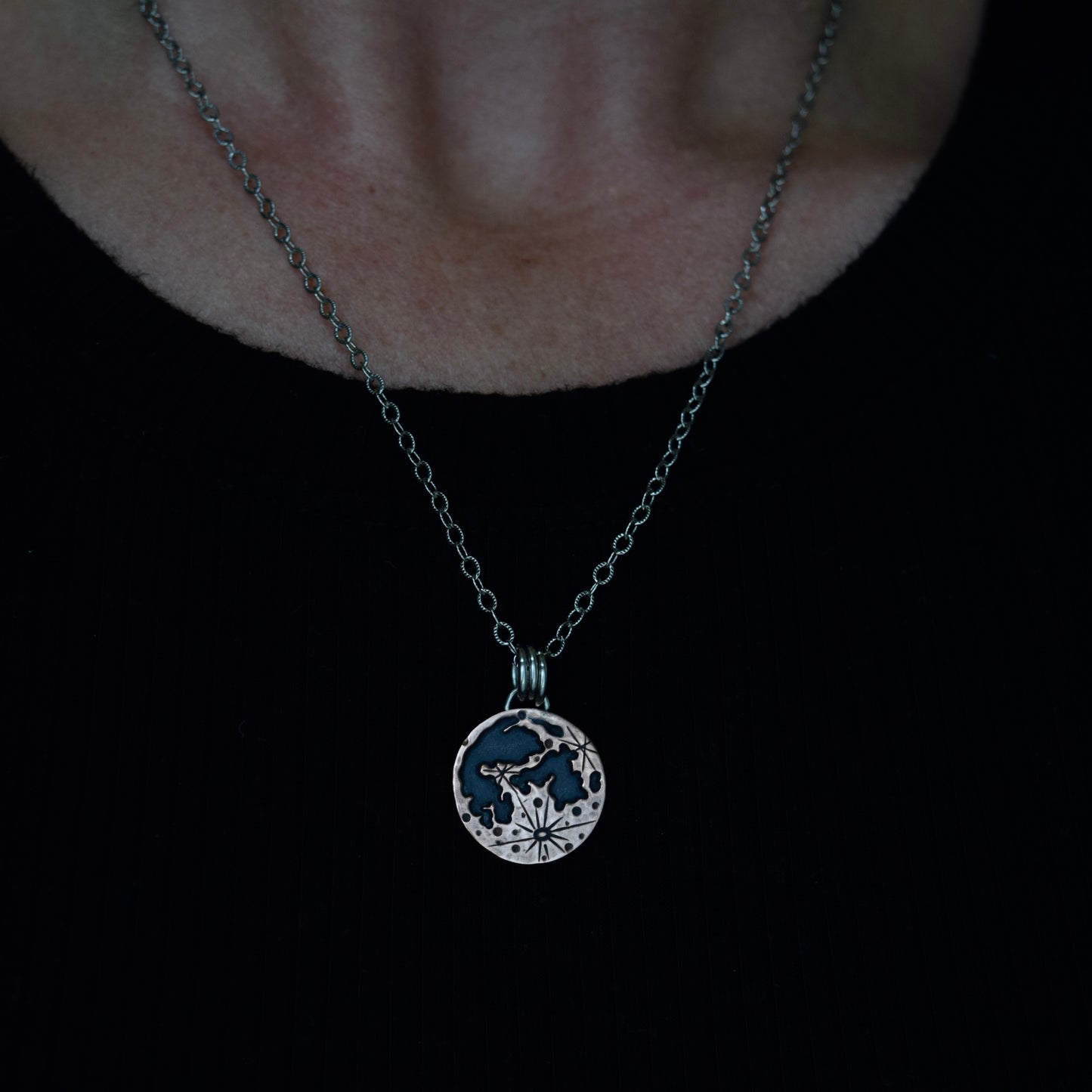 Double sided Lunar Phase Pendant with Copper and Gold Fill