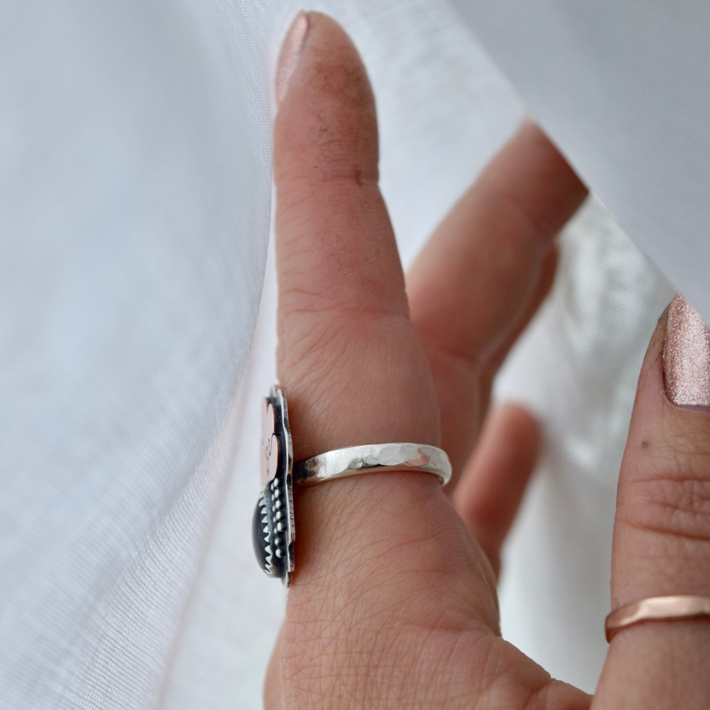 Friday the 13th Little Dark Cloud Ring with Black Onyx size 7